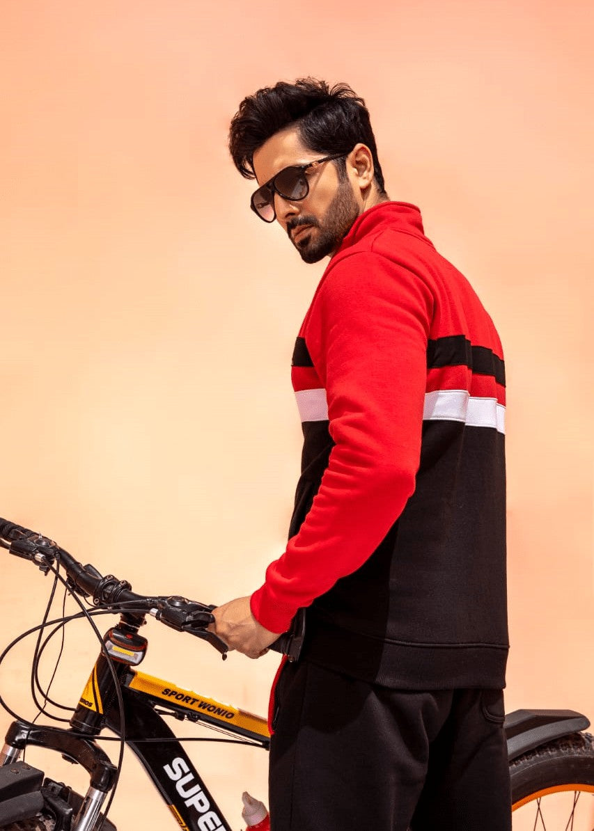 single jersey knit Tracksuit in Black