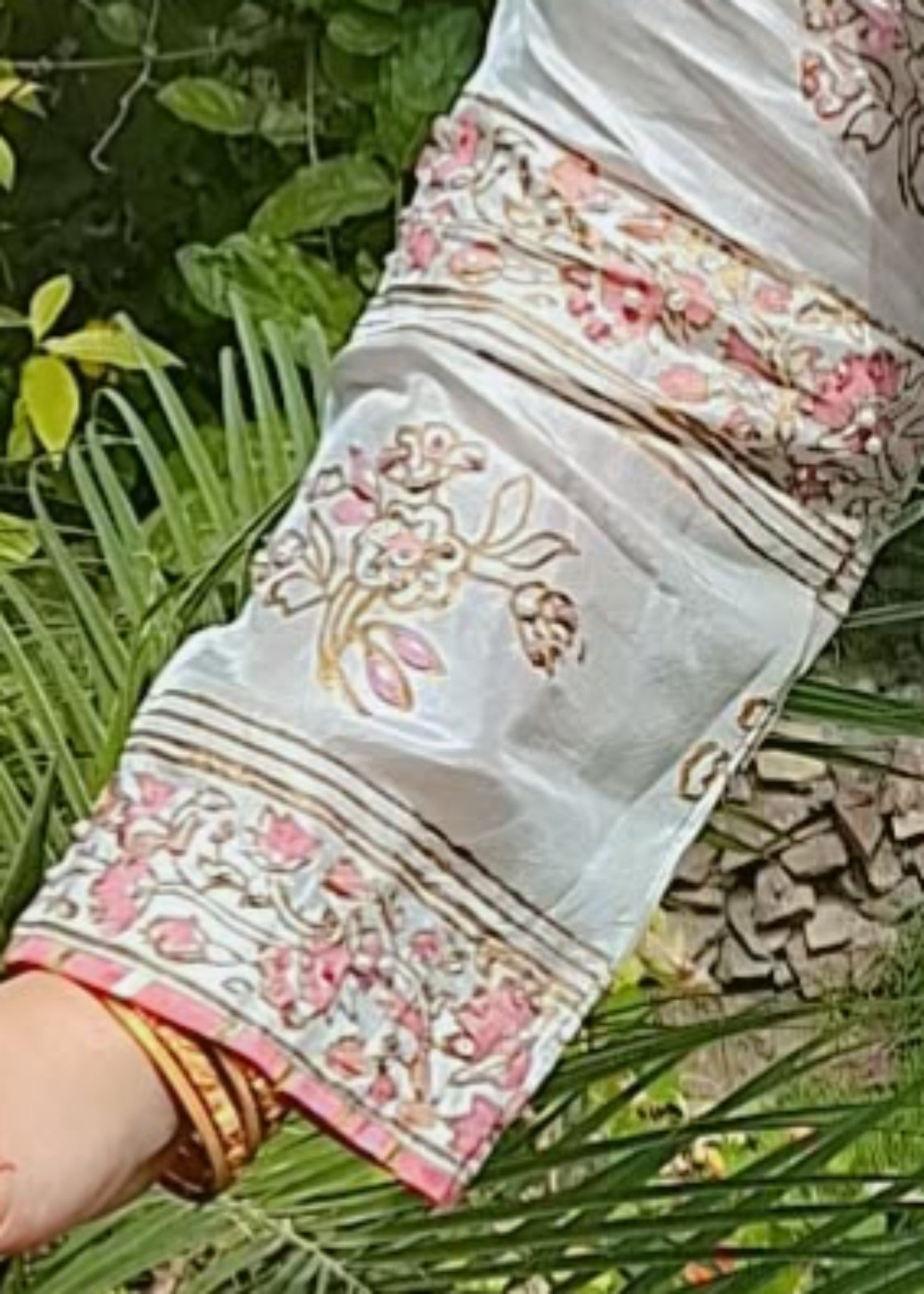 tussar silk Kurta Set in Porcelain