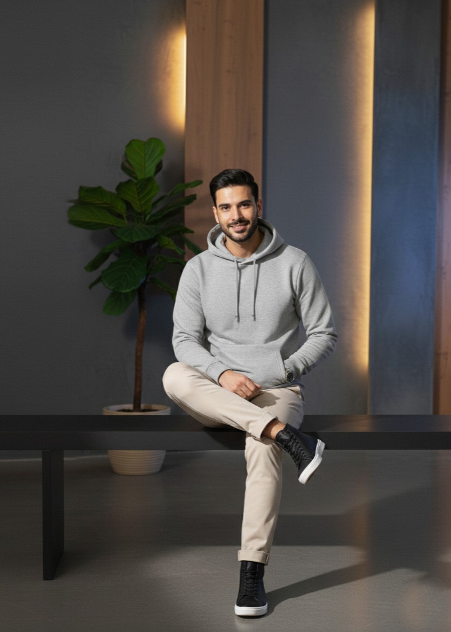 fleece Hoodie in Light grey by Coal Bones