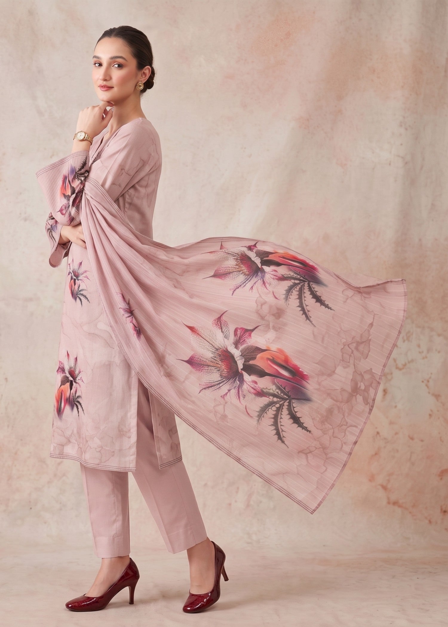 lawn Unstitched in Blush pink