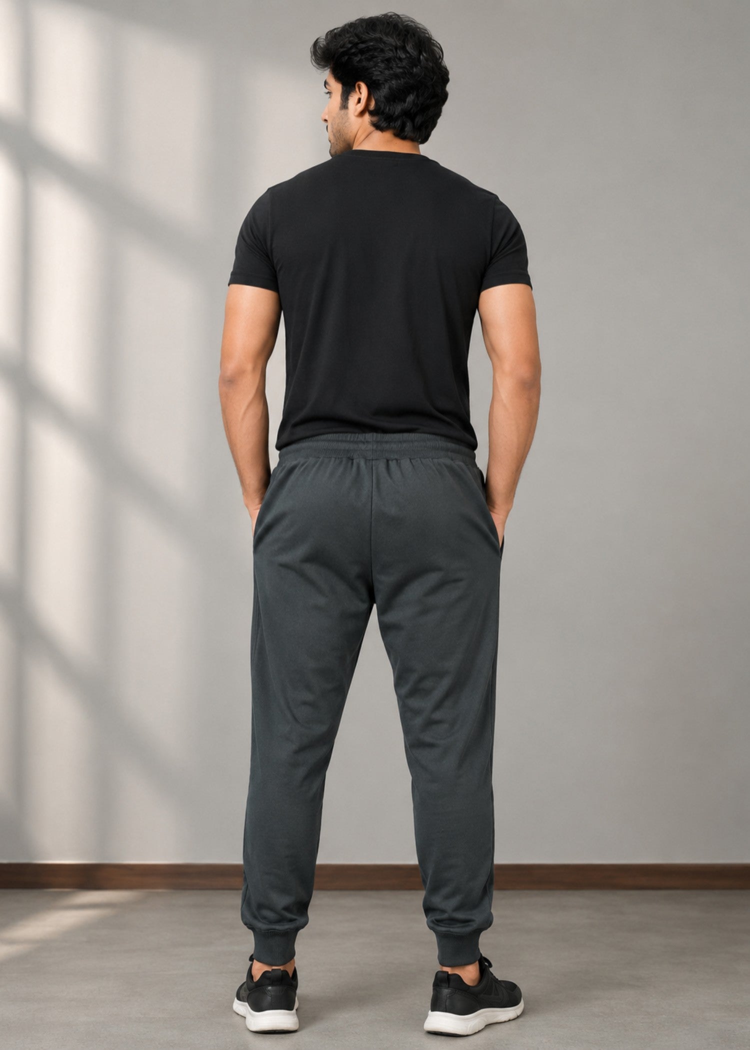 cotton Trousers in Charcoal black