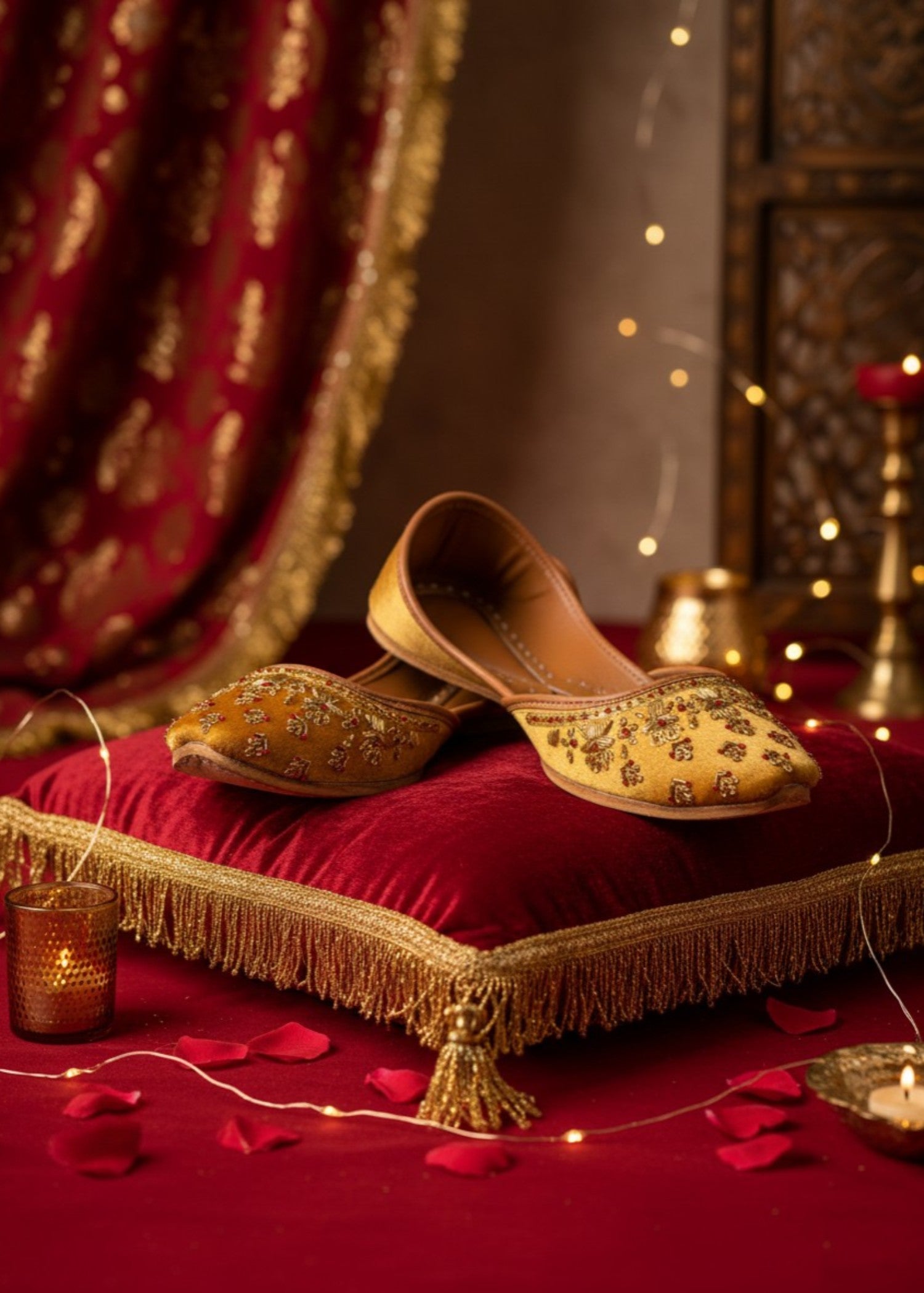 Khussa in Goldenrod by - High Quality Women Khussa AFM1680