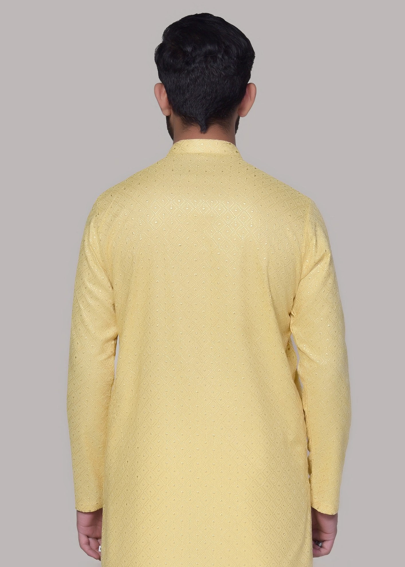 chikankari cotton Kurta in Lemon