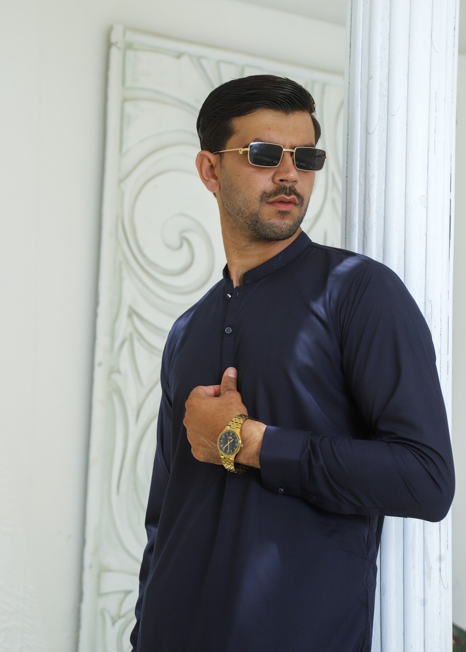 wash & wear Kurta Set in Aegean blue