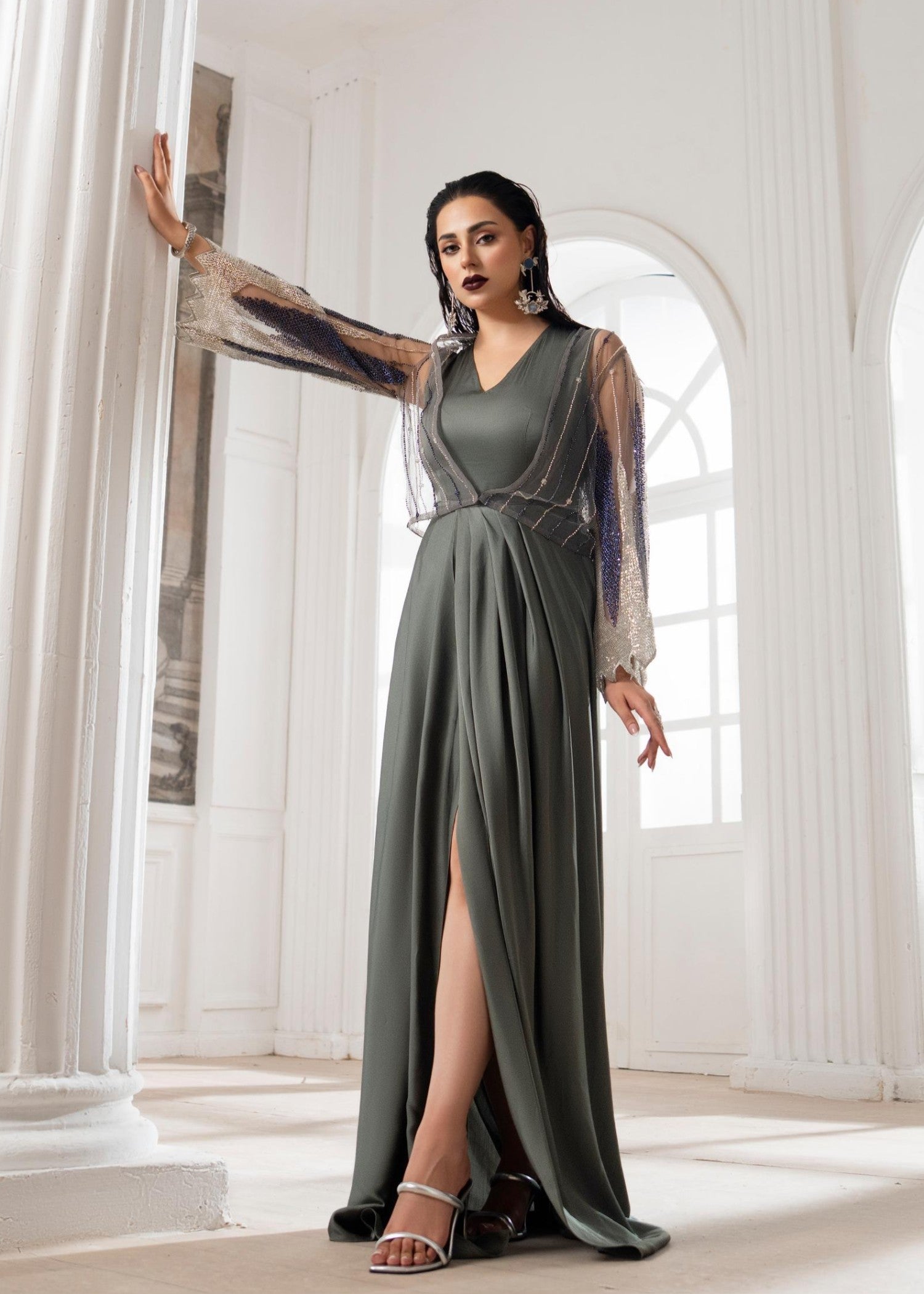 silk charmeuse Dress in Grey