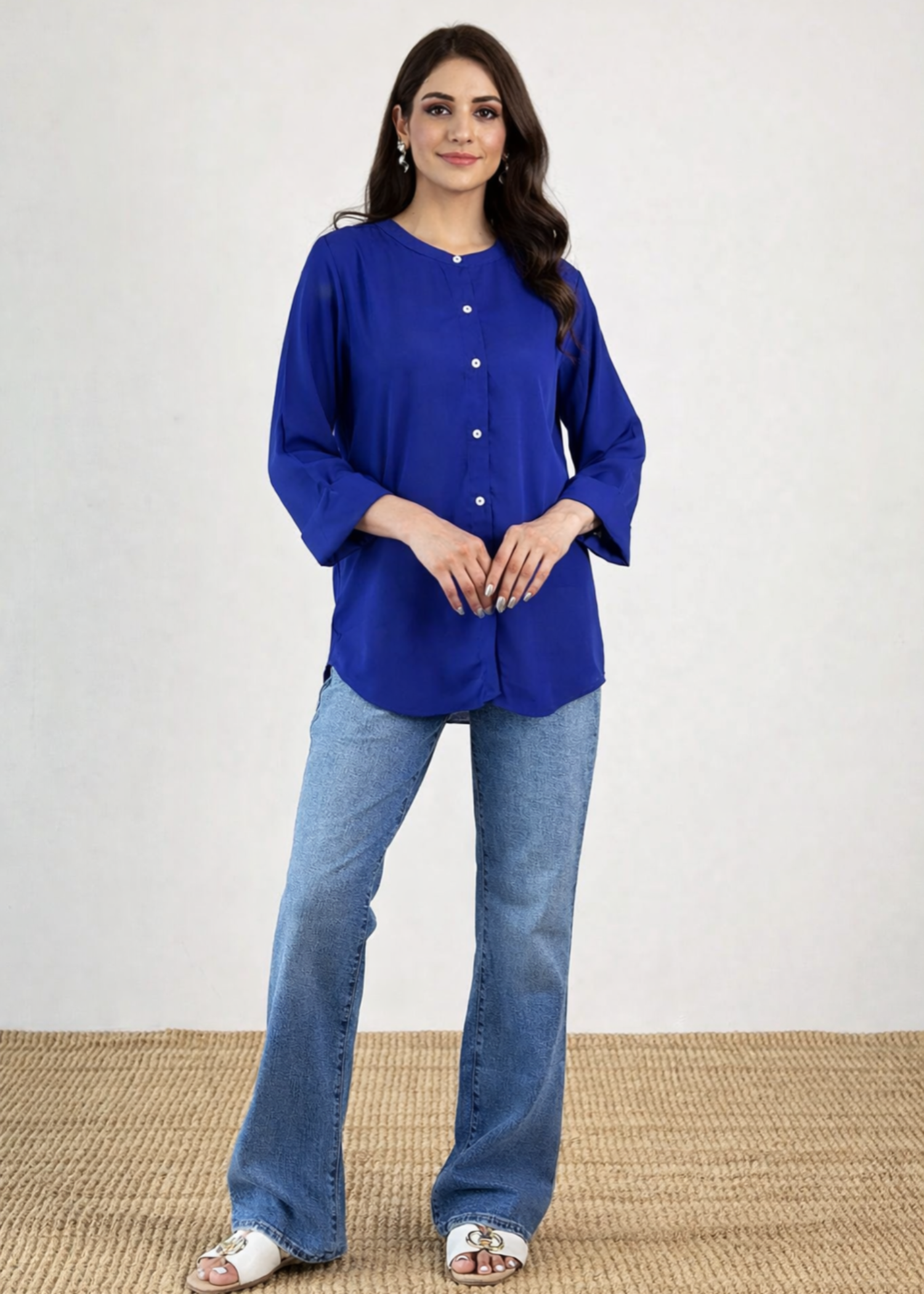georgette Top in Sapphire blue