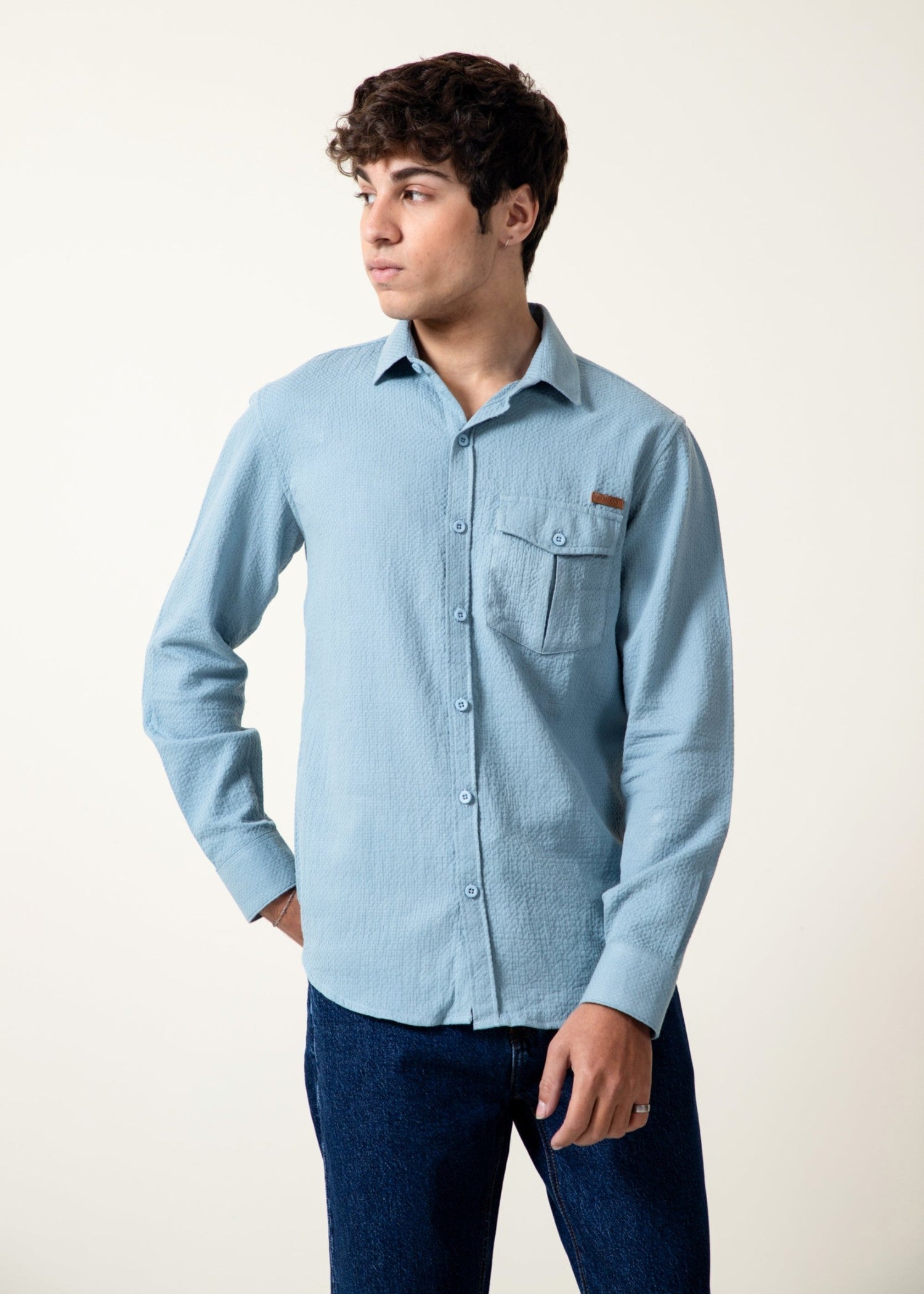 dobby Casual Shirt in Light blue