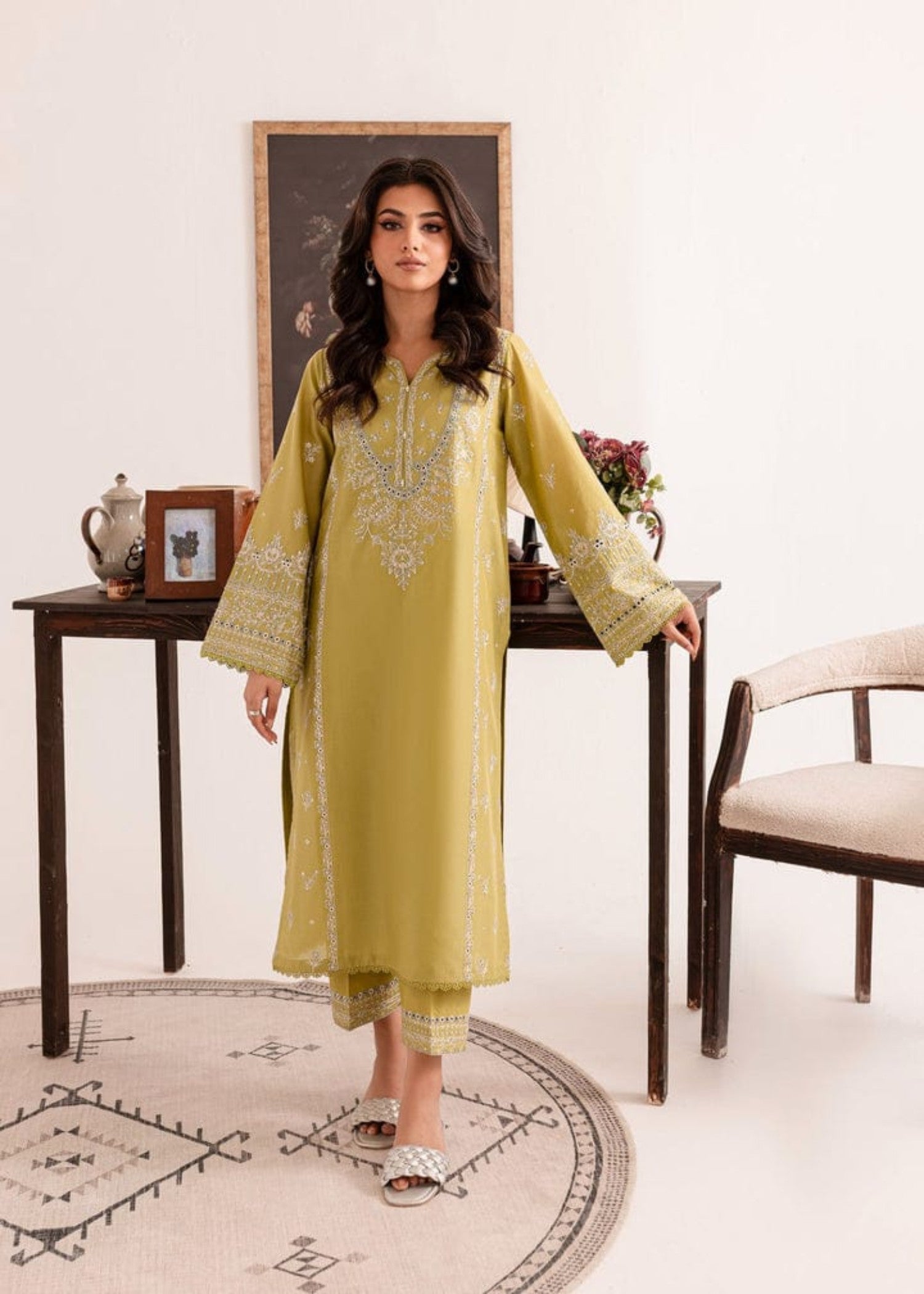 linen Kurta Set in Mellow yellow