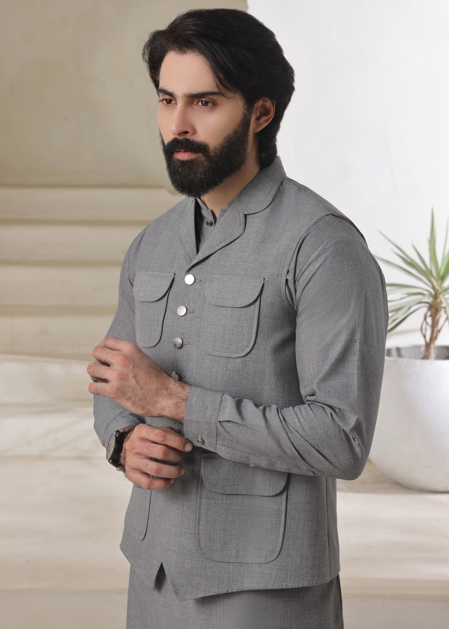 suiting Waistcoat in Steal grey