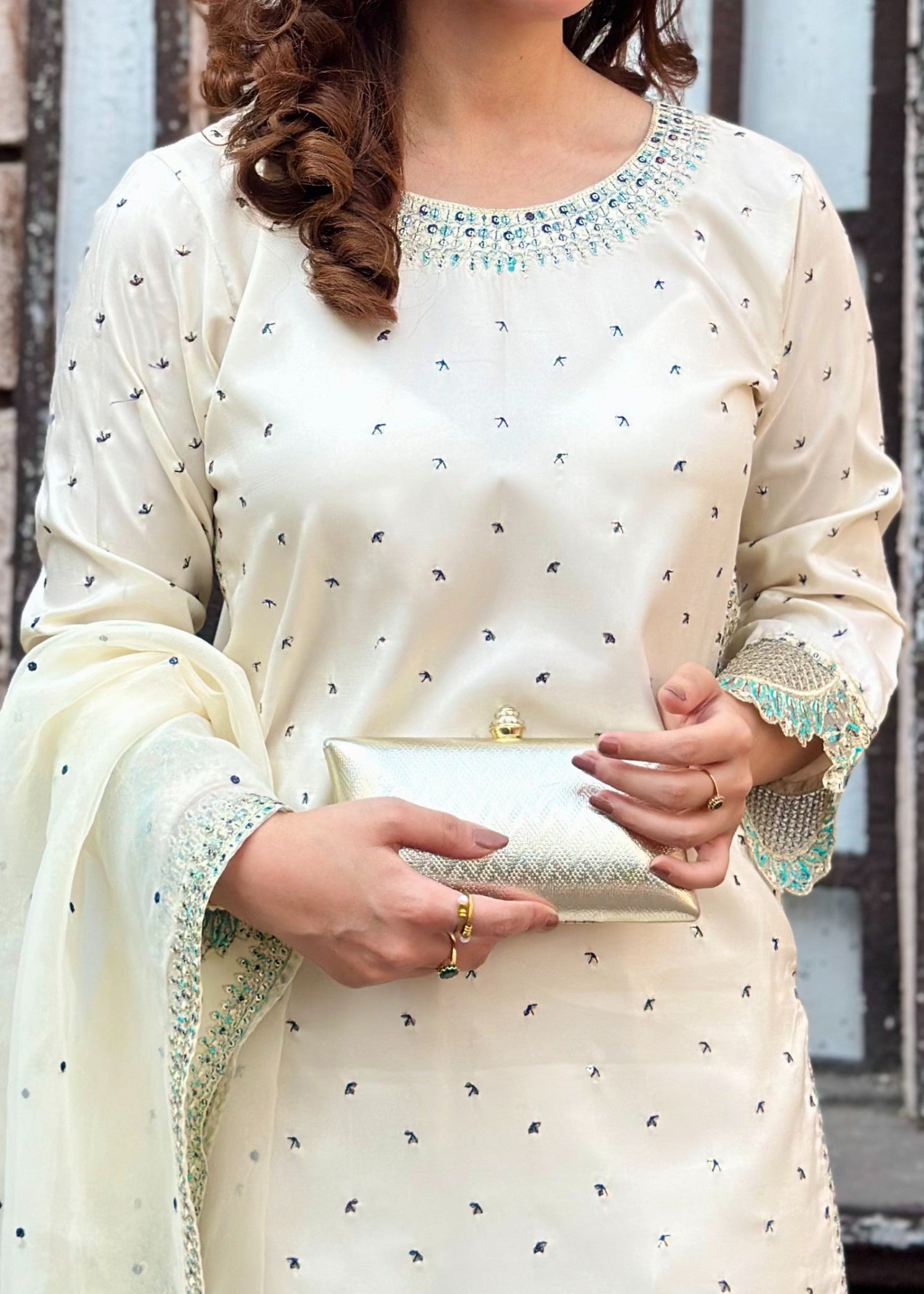 kattan silk Kurta Set in Off-white