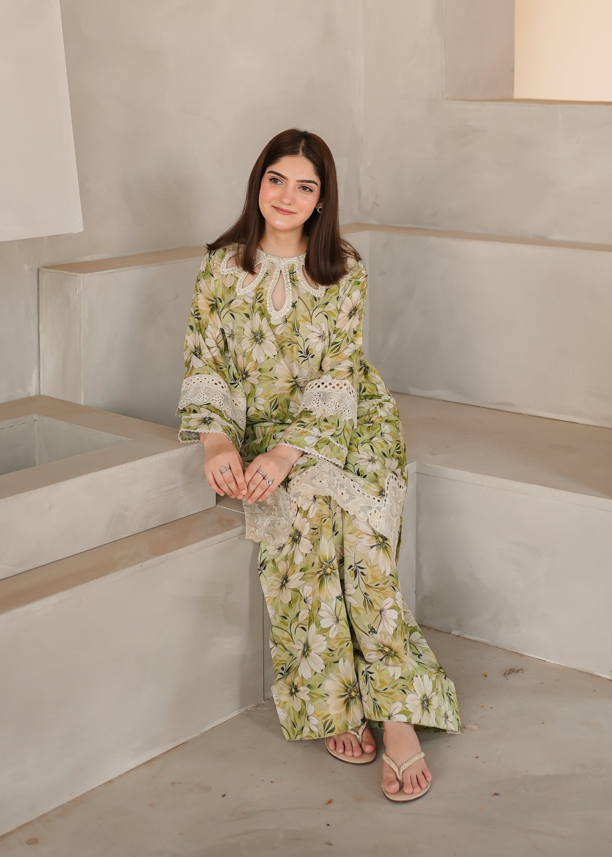 poly lawn Co Ord Sets in Herb green