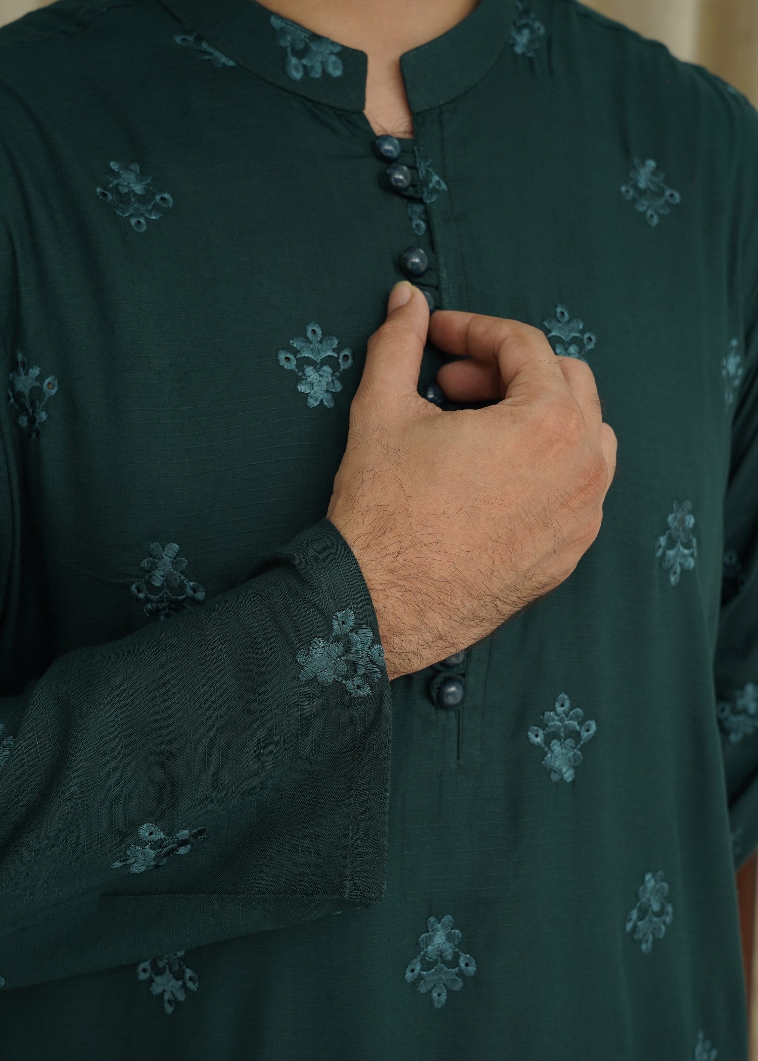 cotton linen Kurta in Dark green by Maqsood Garments
