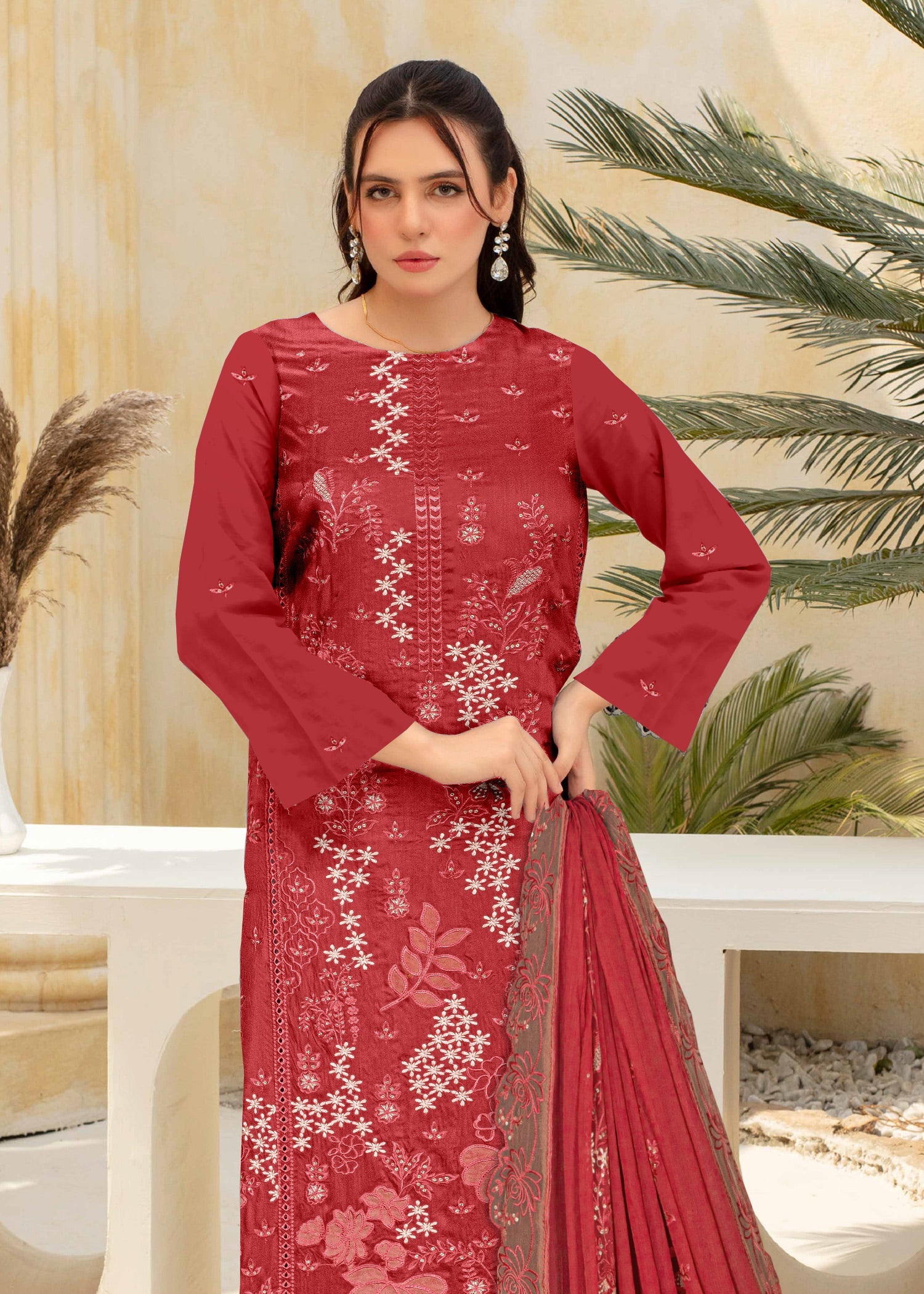 viscose Unstitched in Red