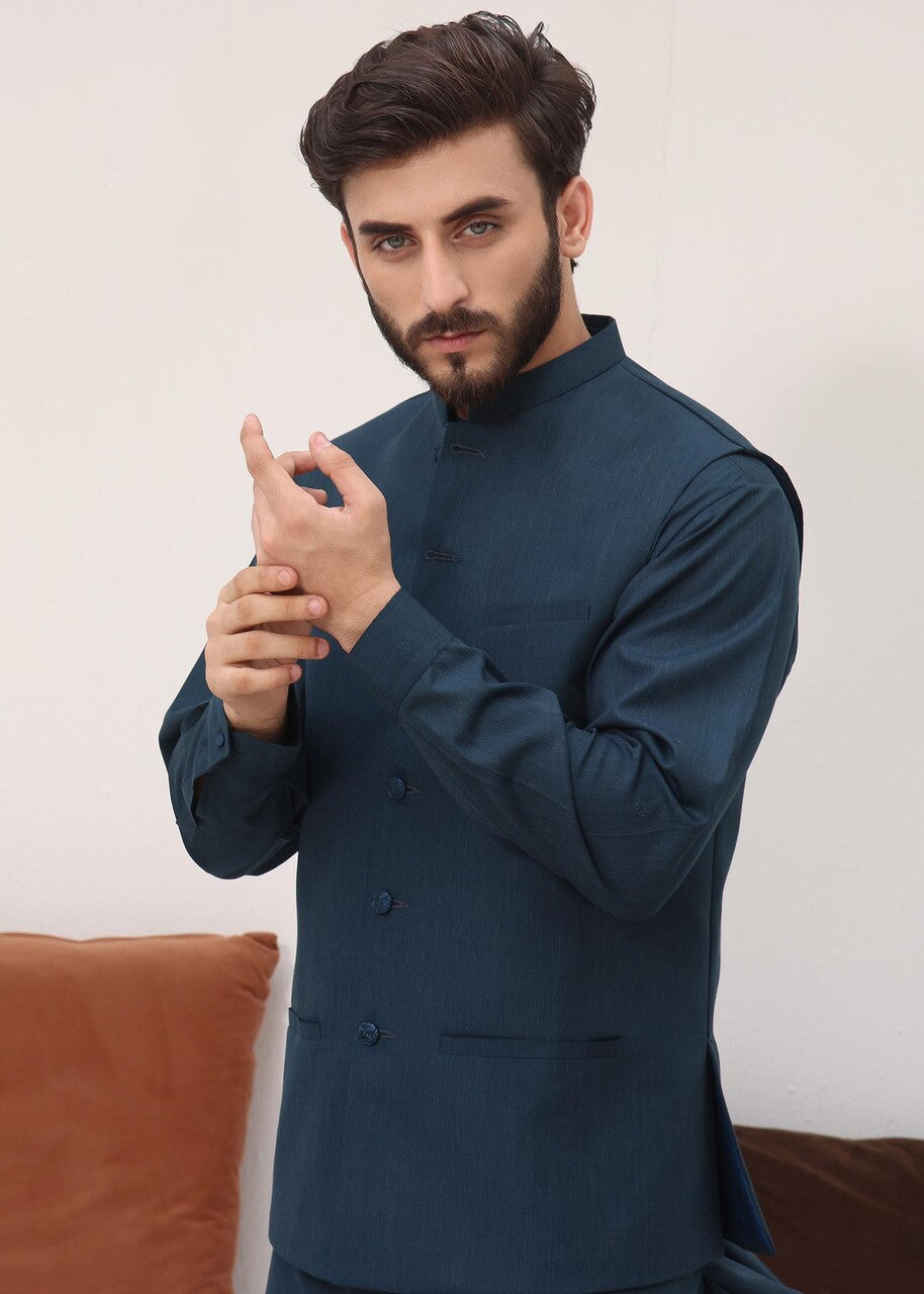wash & wear Waistcoat in Teal
