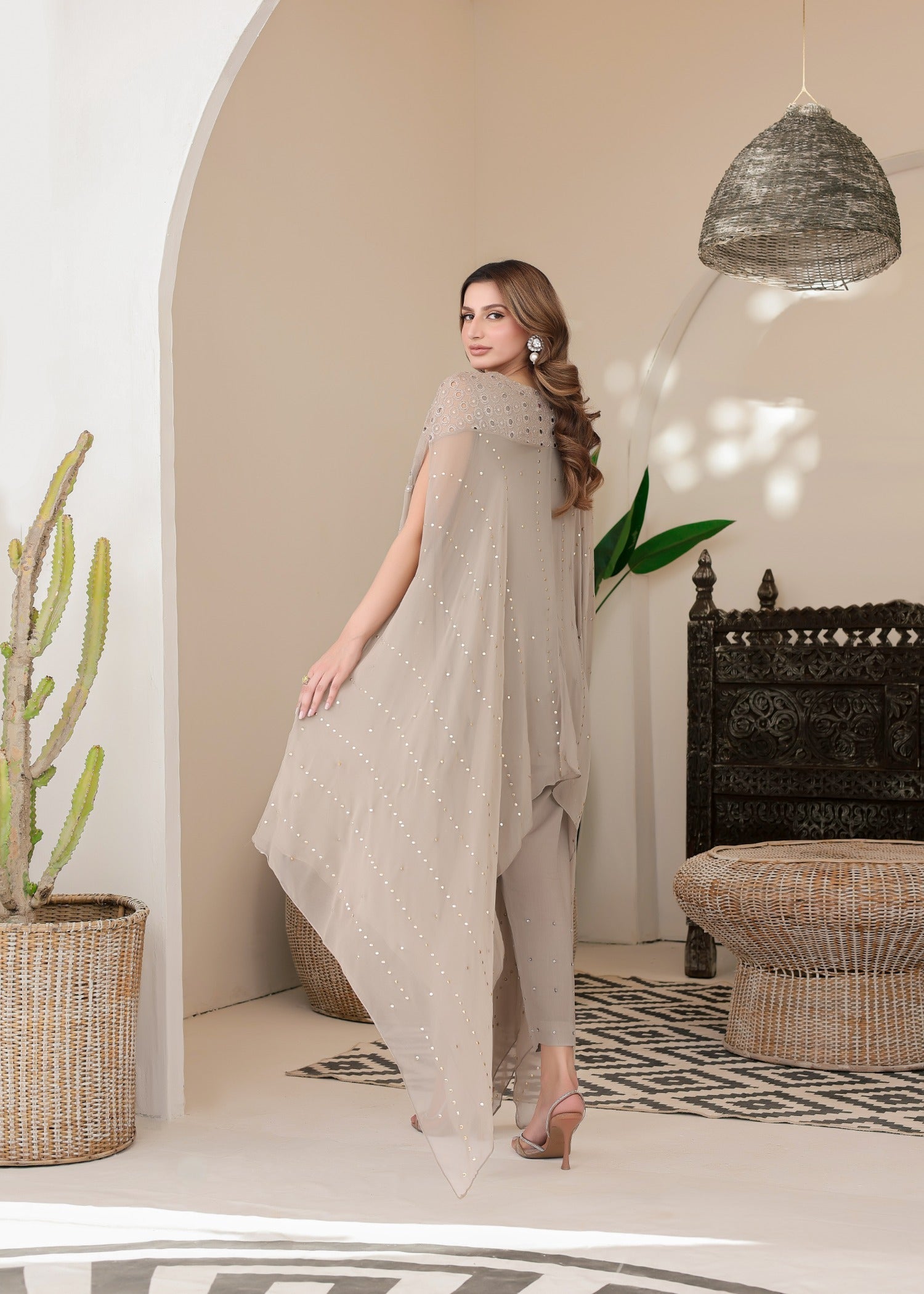 chiffon Gown in Beige