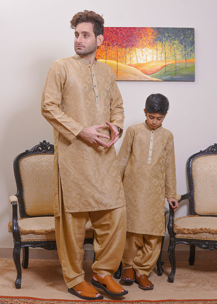raw silk Shalwar Kameez in Gold