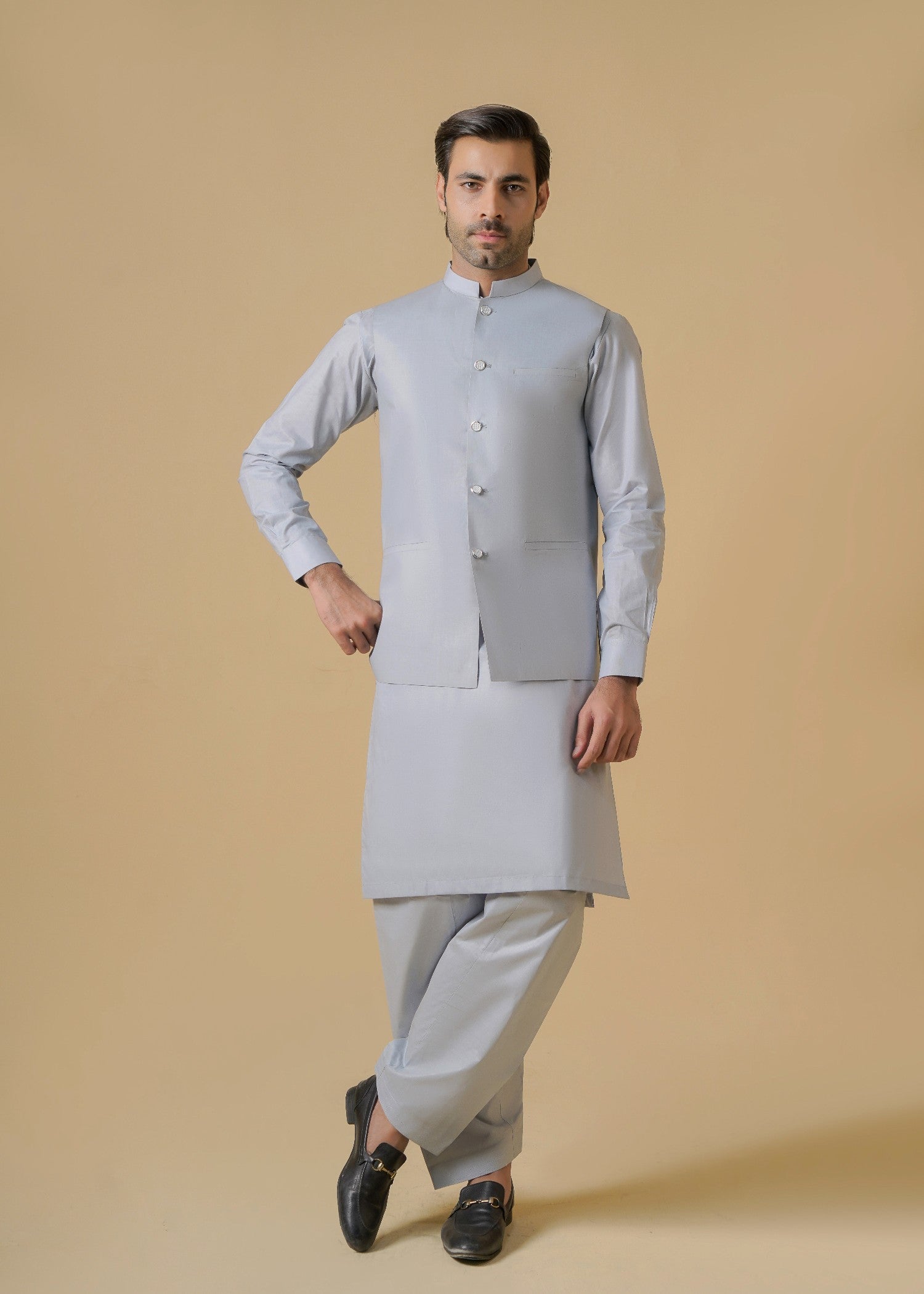cotton Waistcoat in Light grey