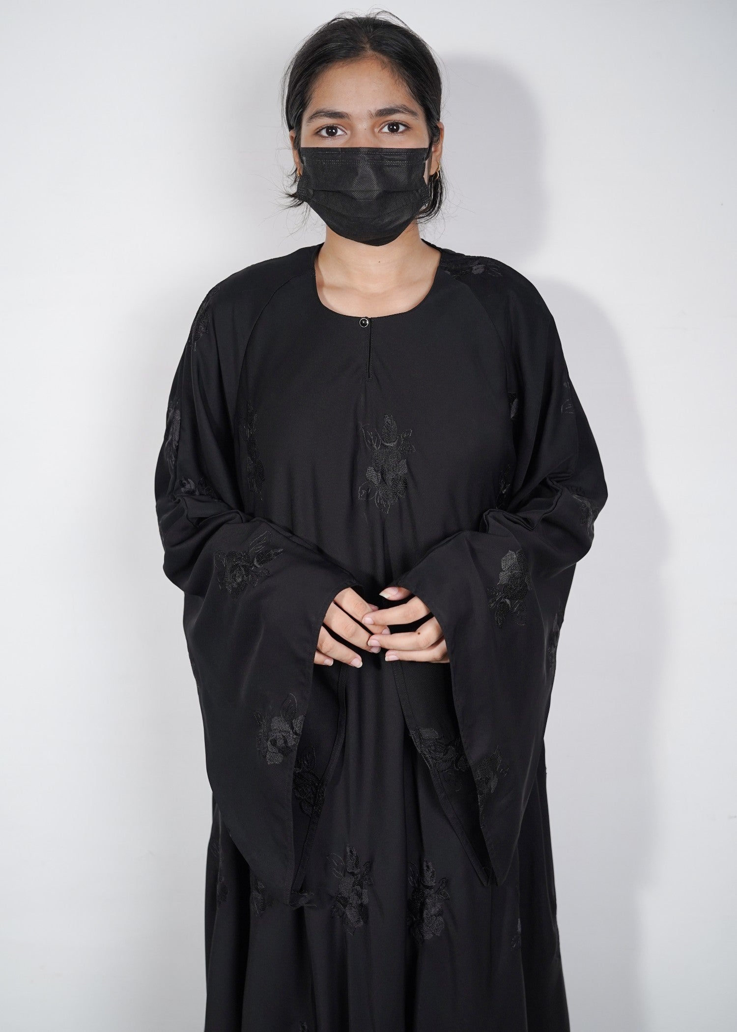 georgette silk Abaya in Black