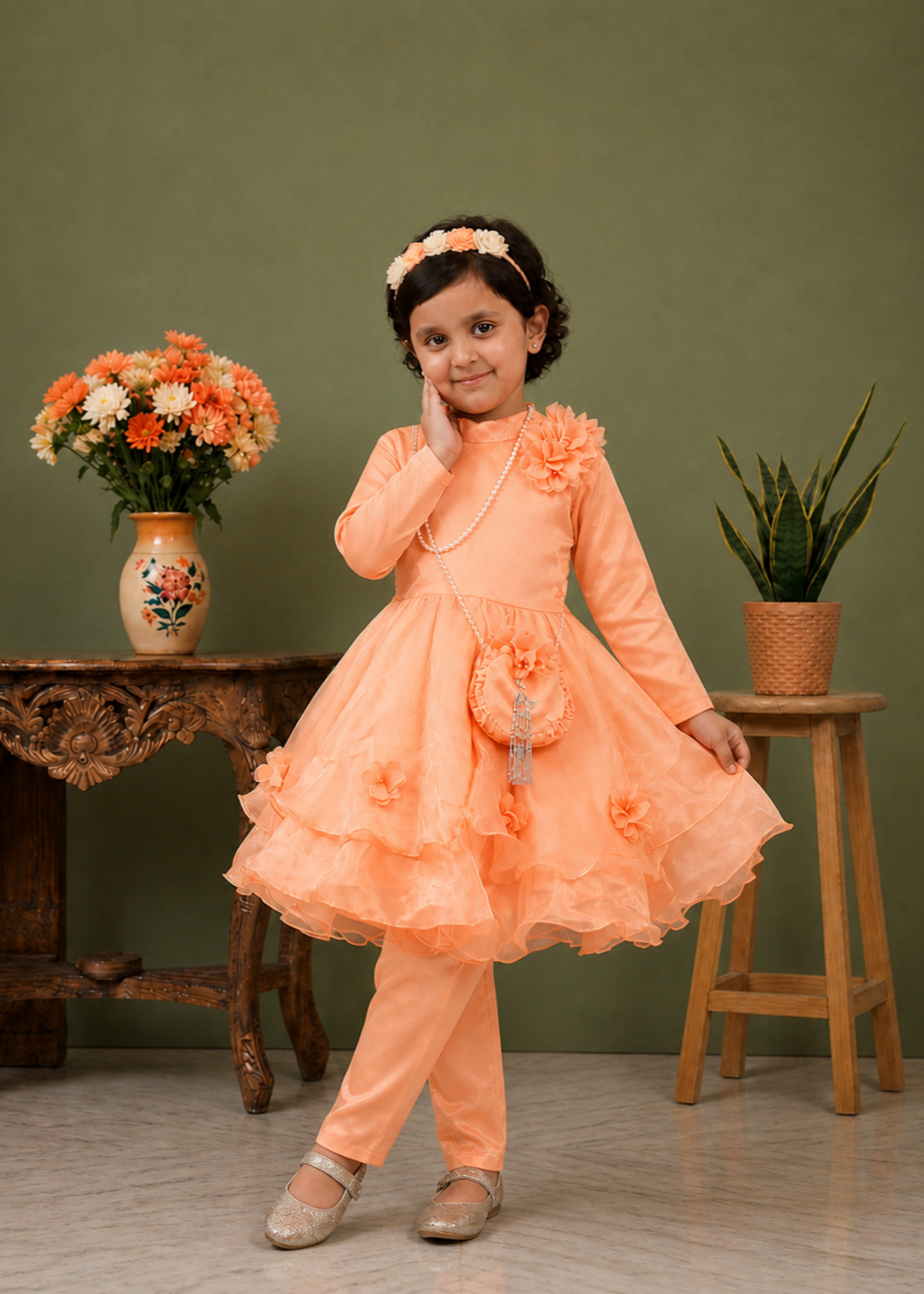 tissue Frock in Peach orange