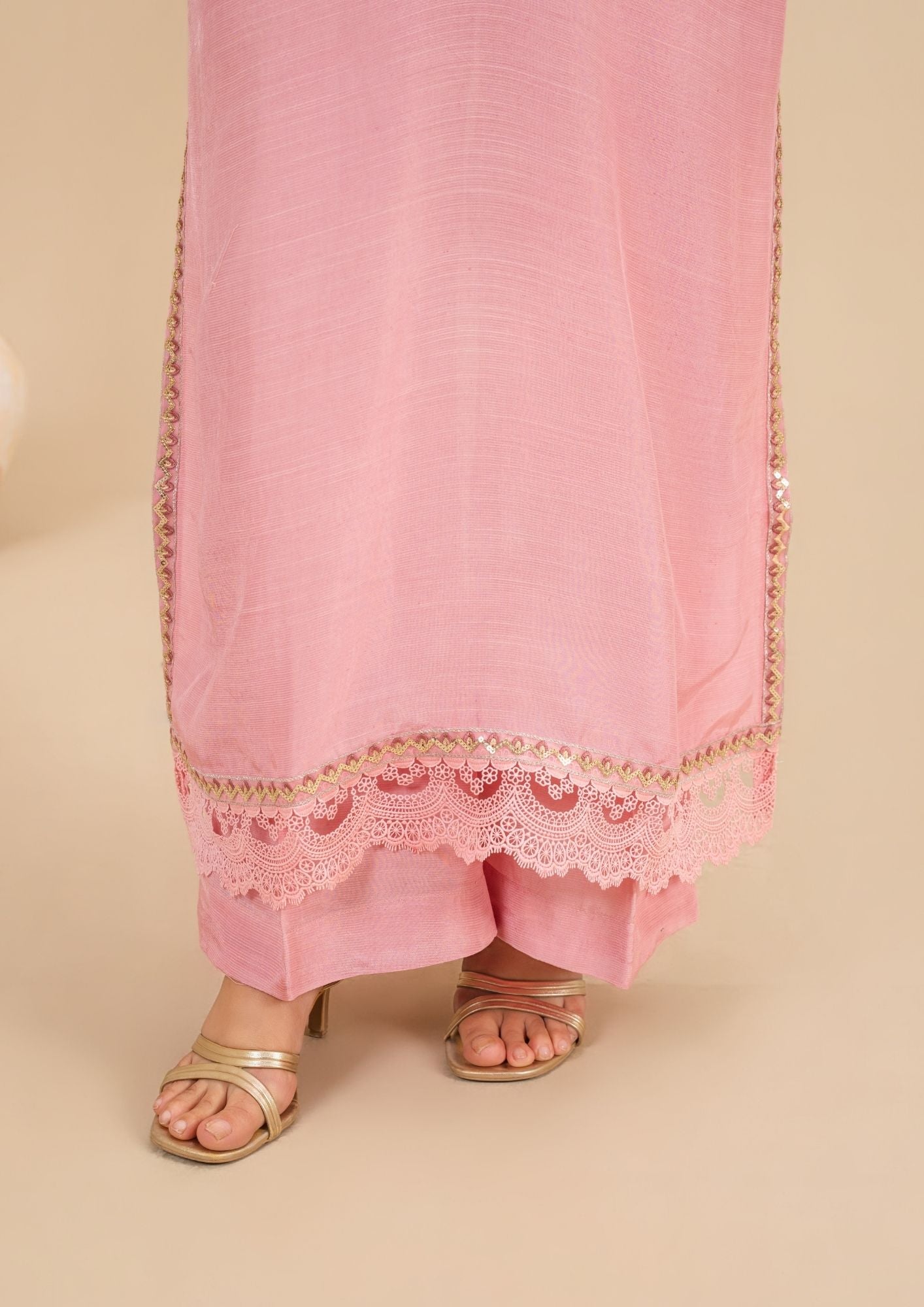viscose raw silk Kurta Set in Blush pink