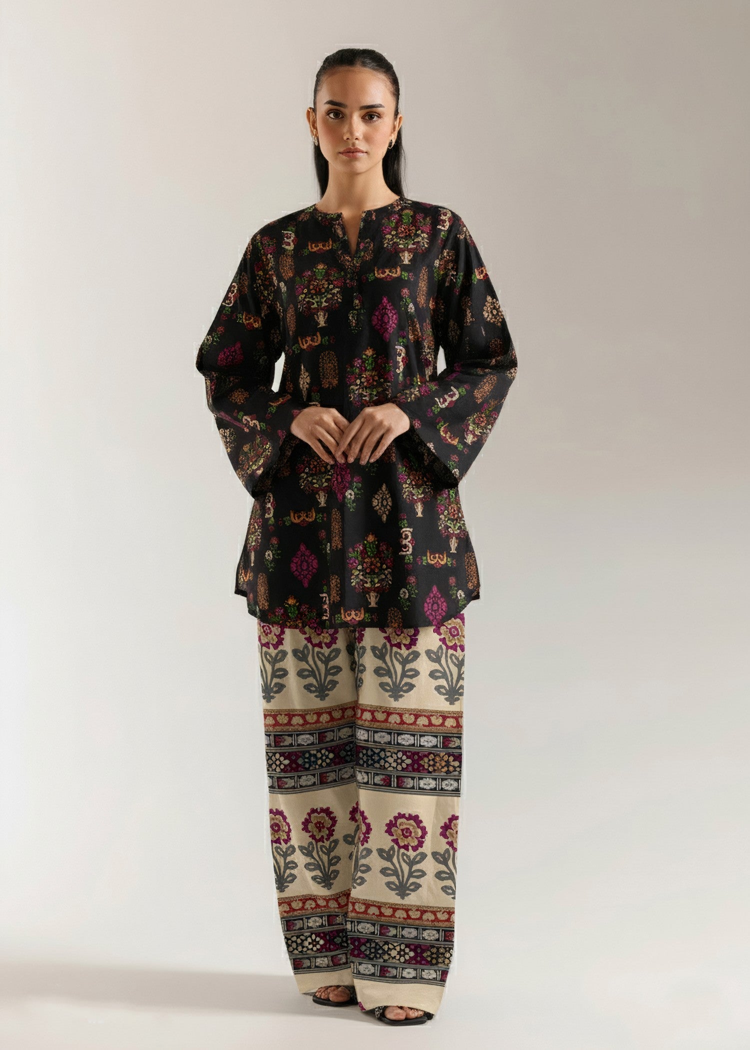 korean raw silk Co ord Sets in Black