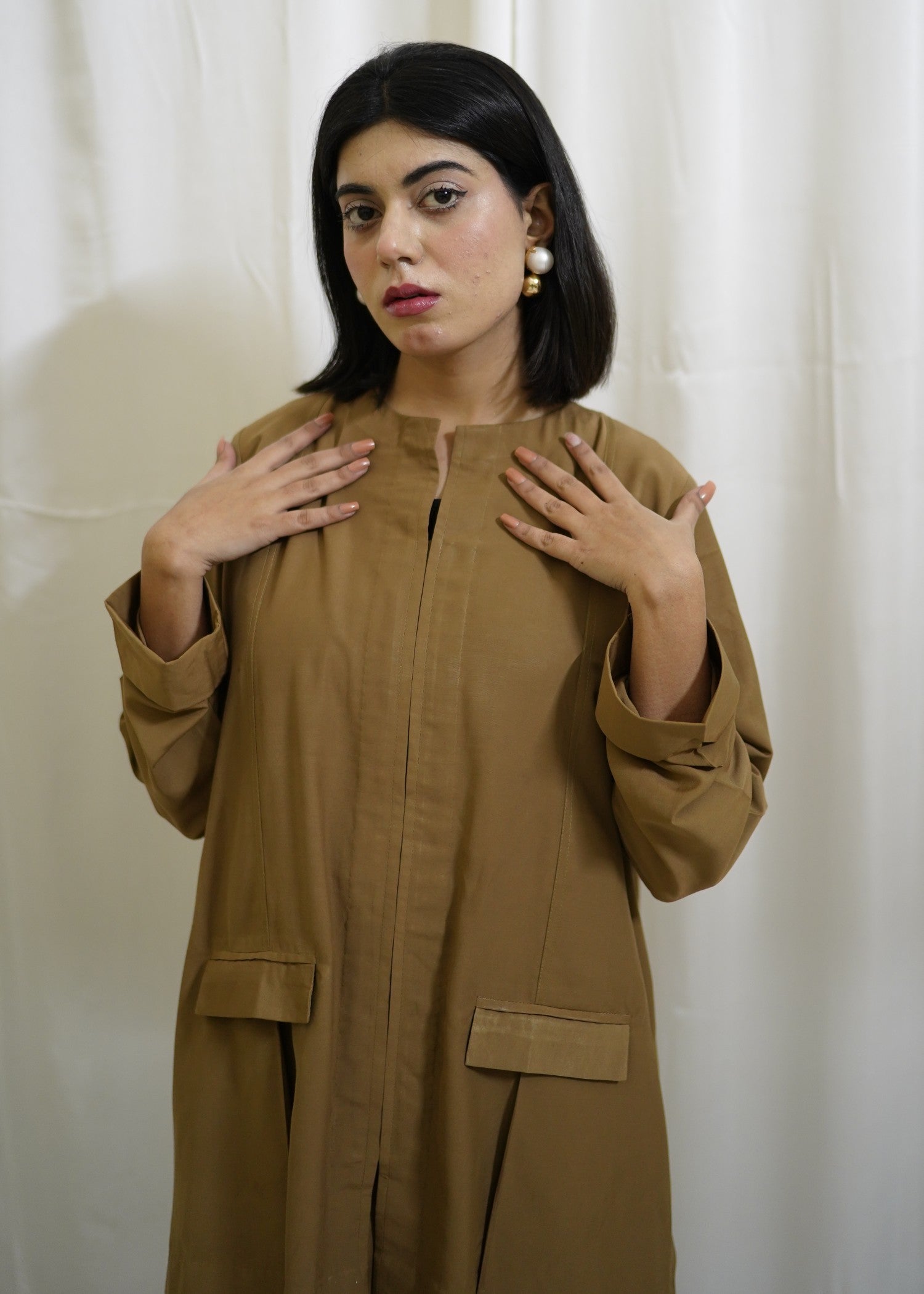 textured grip Co ord Sets in Camel brown