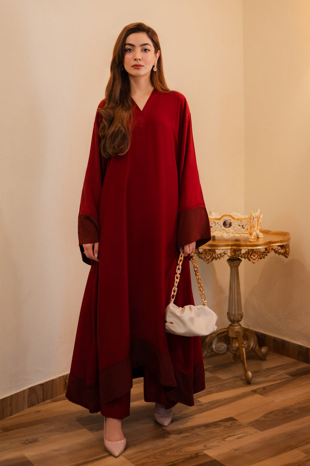 silk Kaftan in Red