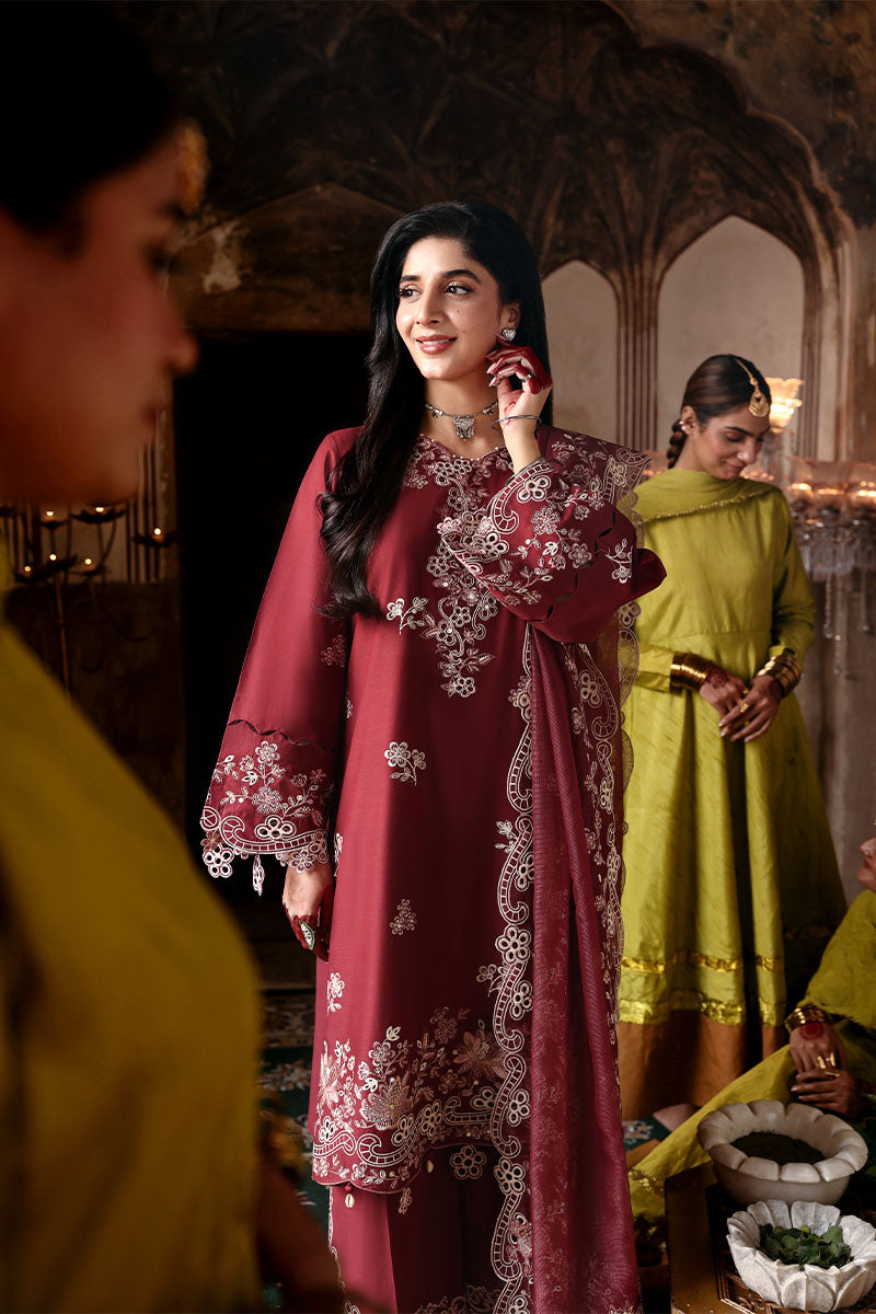 Festive – Crimson Drape - Embroidered Lawn
