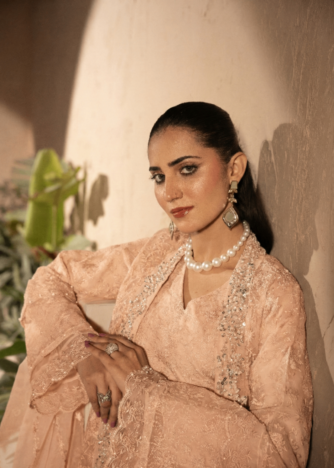 crepe Gown in Peach orange