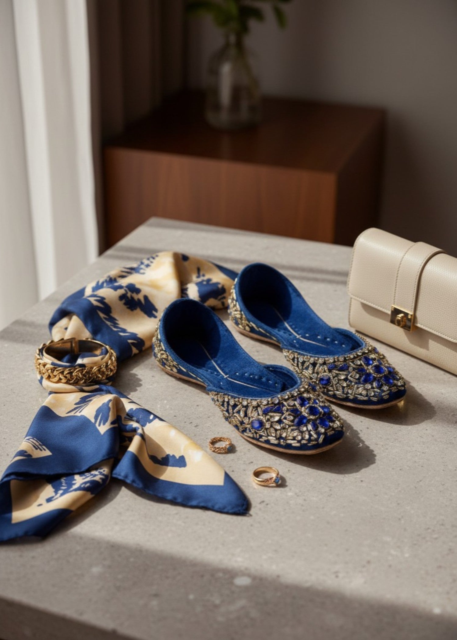 Khussa in Blue by - High Quality Women Khussa NUN5664