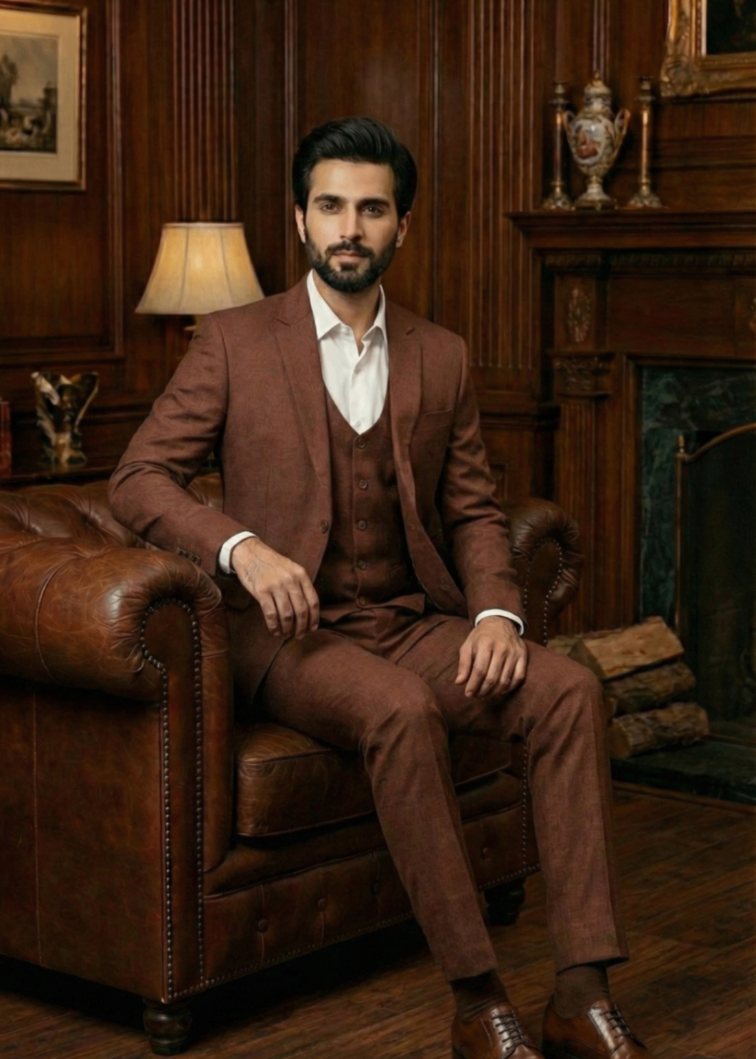 tropical Suits in Russet brown
