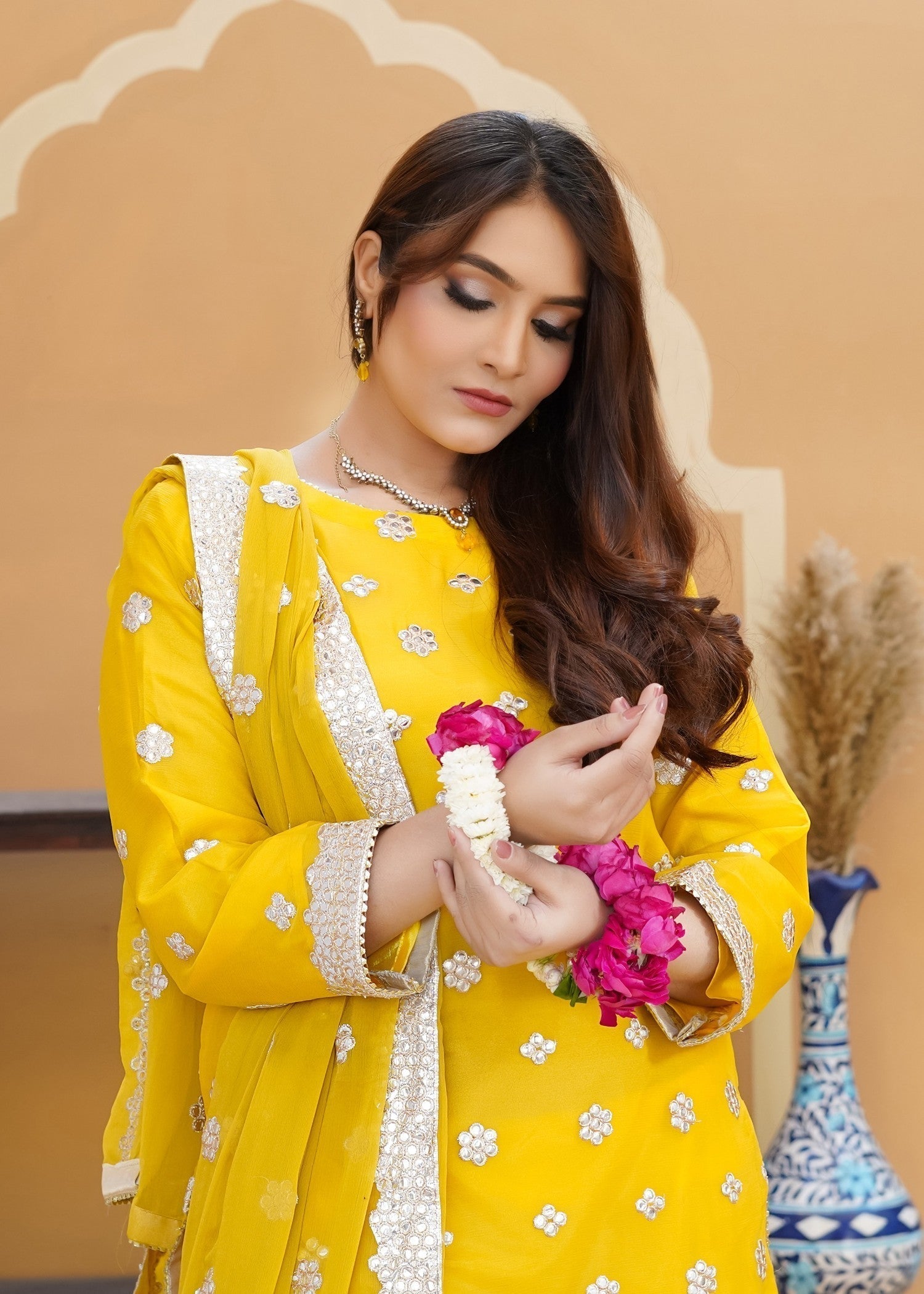 chiffon Sharara in Mustard