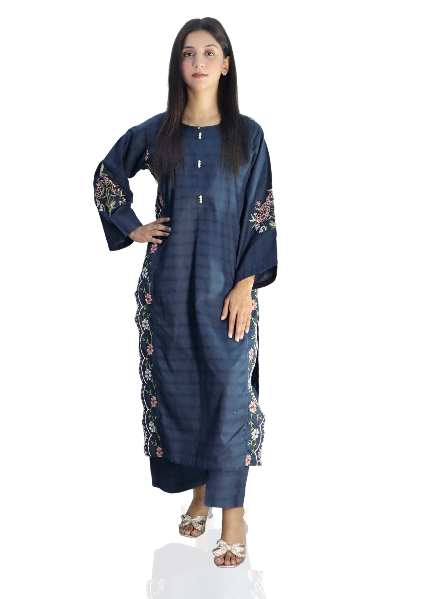 cotton dobby Kurta Set in Cobalt blue