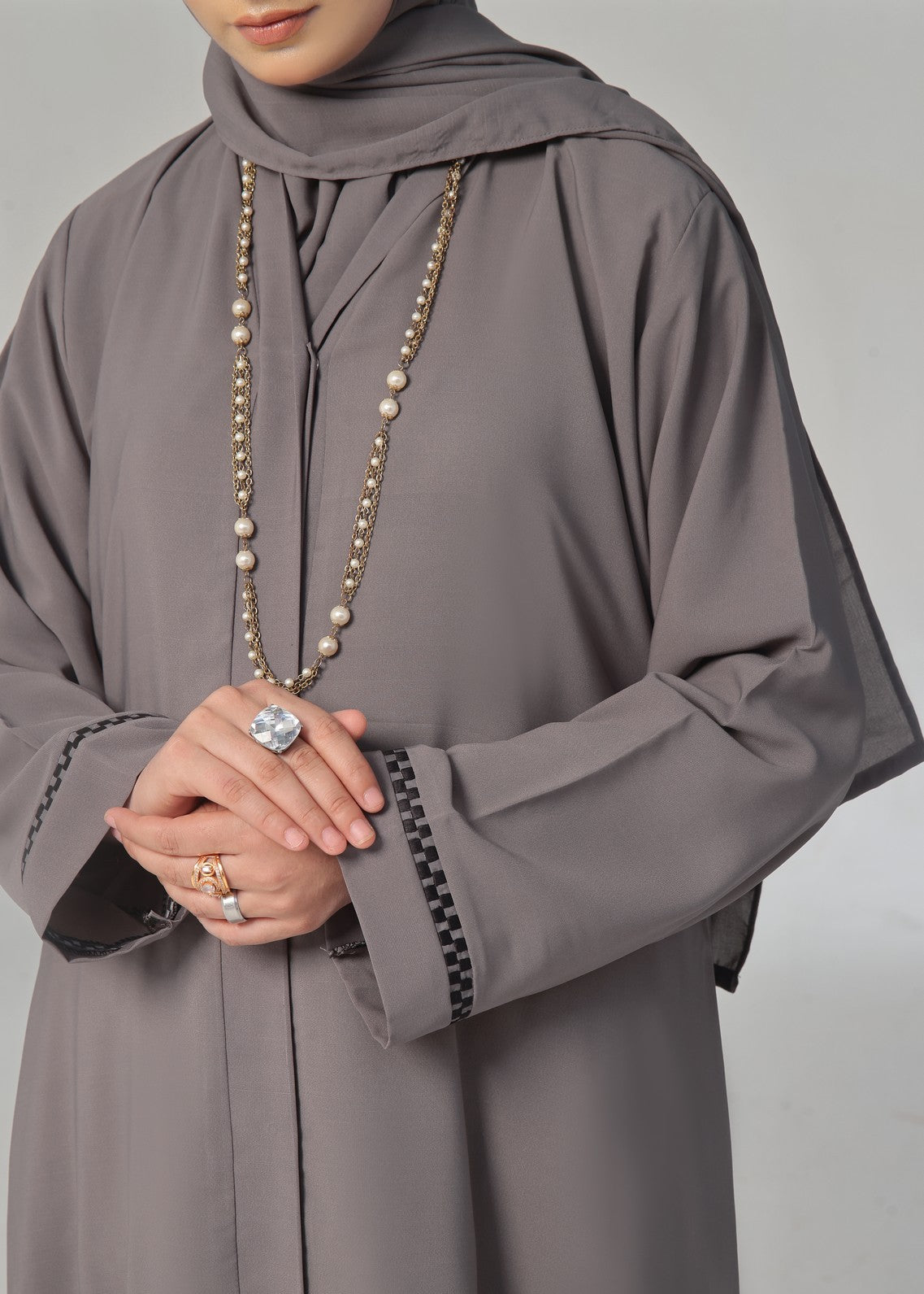 nidha Abaya in Grey