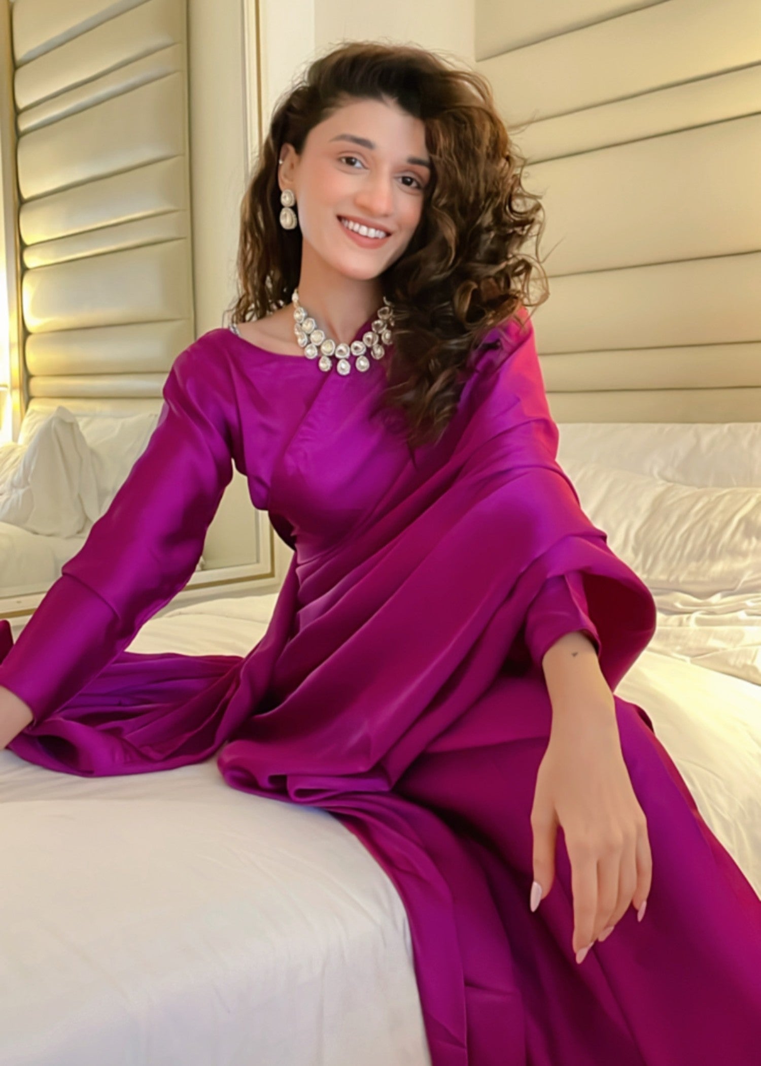 pk charmuse silk Saree in Fuchsia pink