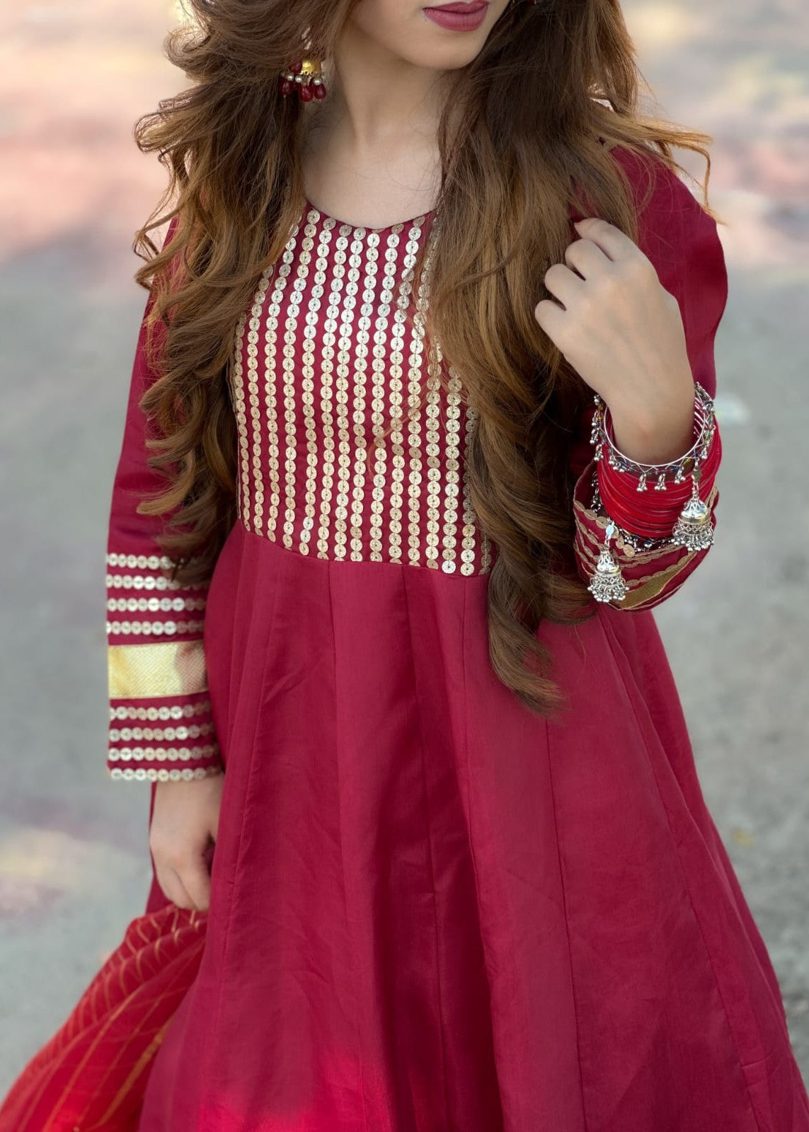 satin silk Maxi in Maroon