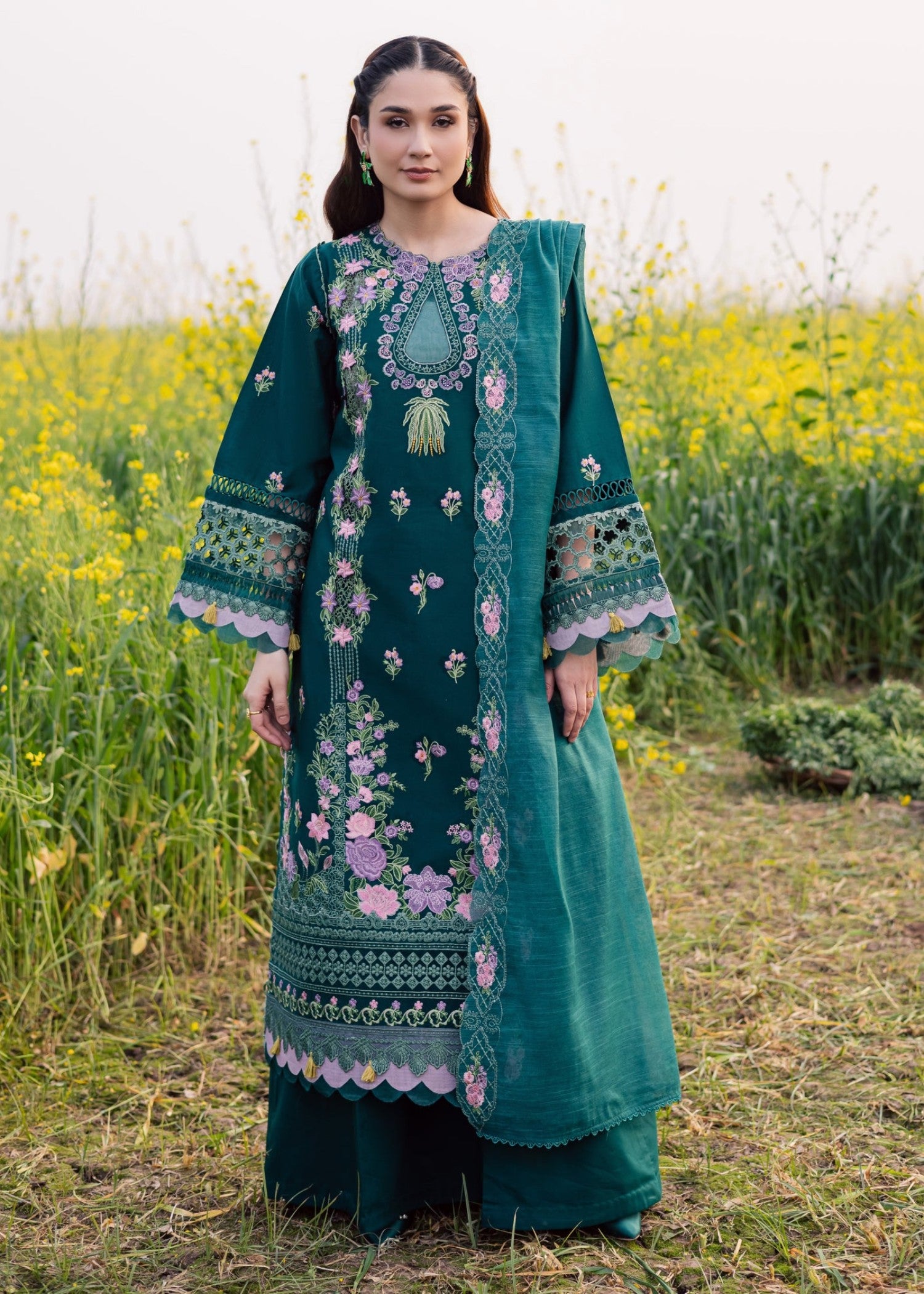 lawn Unstitched in Jade green