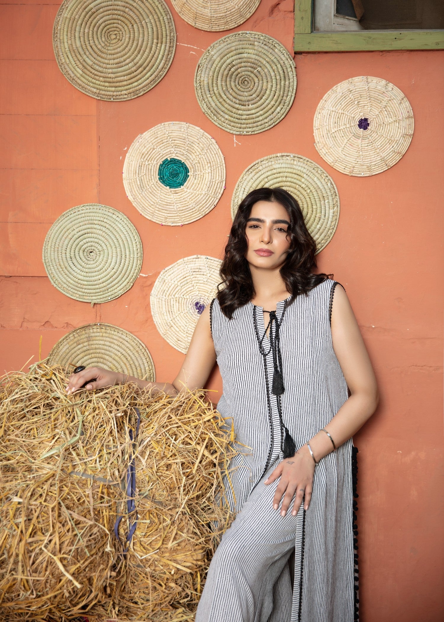 crinkle Kurta Set in Off-white