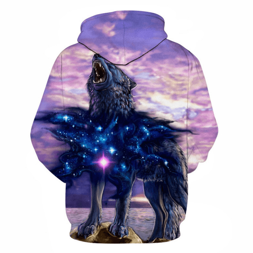 3D Digital Animal Print Hooded round Neck Sweatshirt