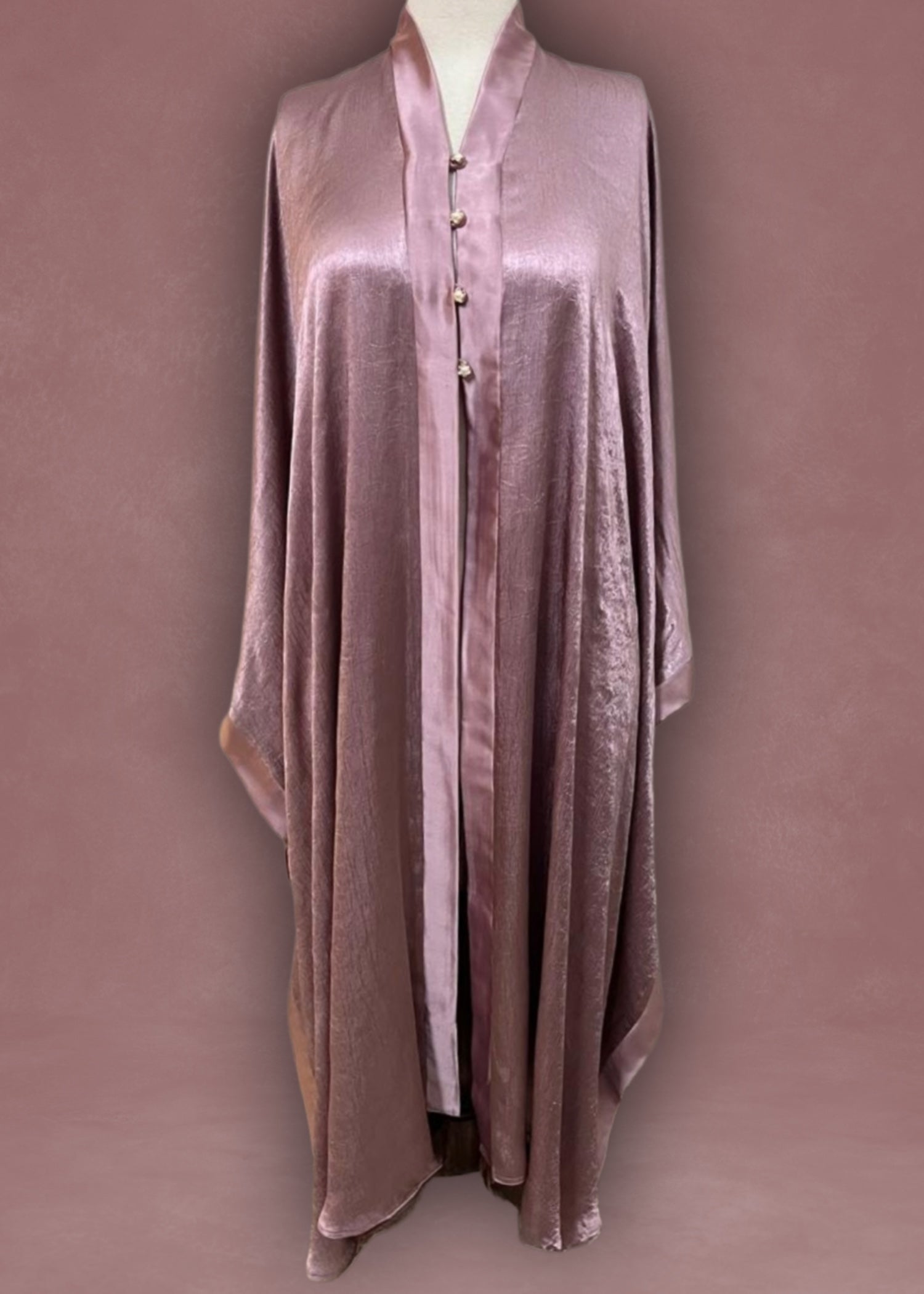poly silk Abaya in Melon pink