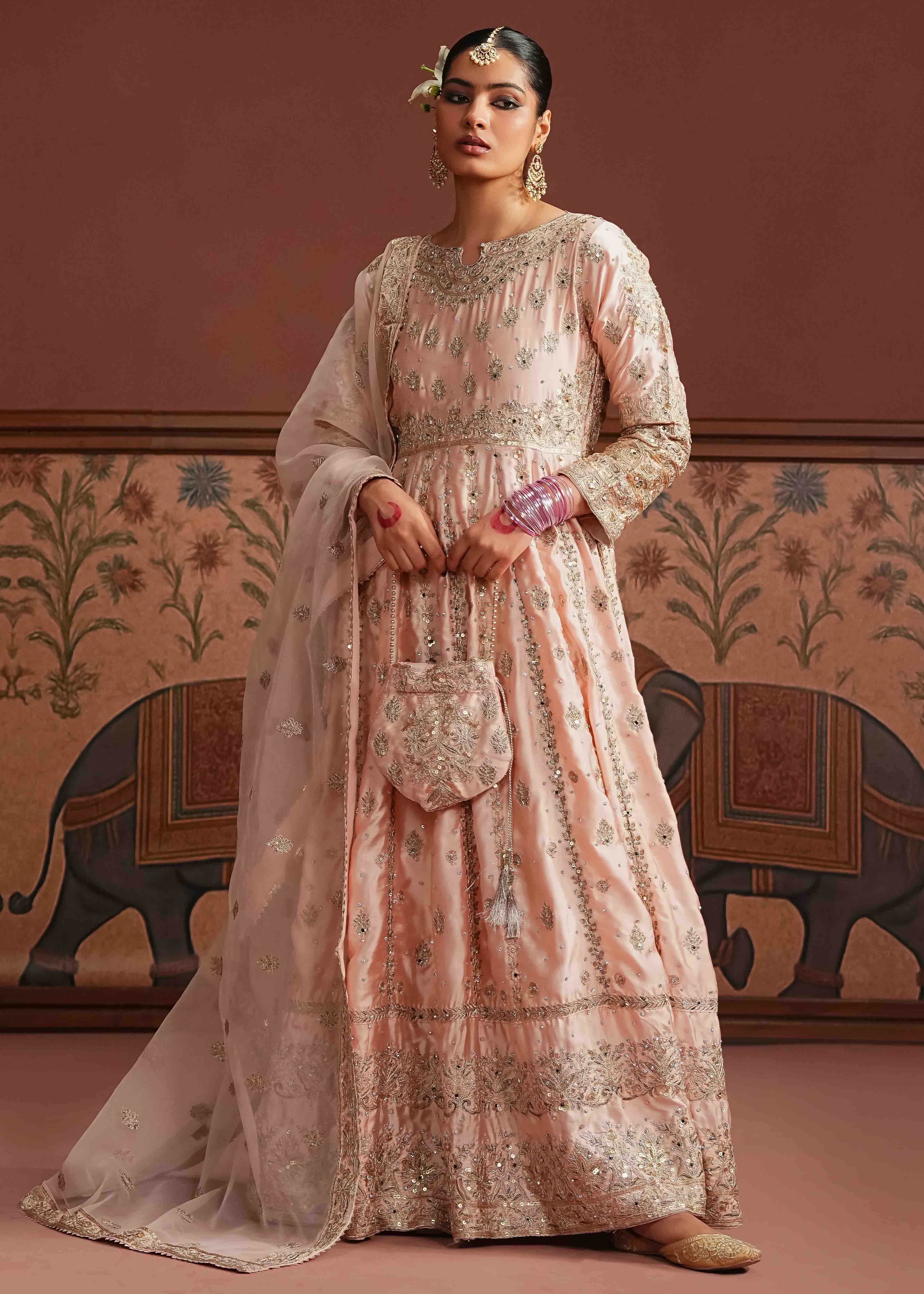 silk Maxi in Peach pink