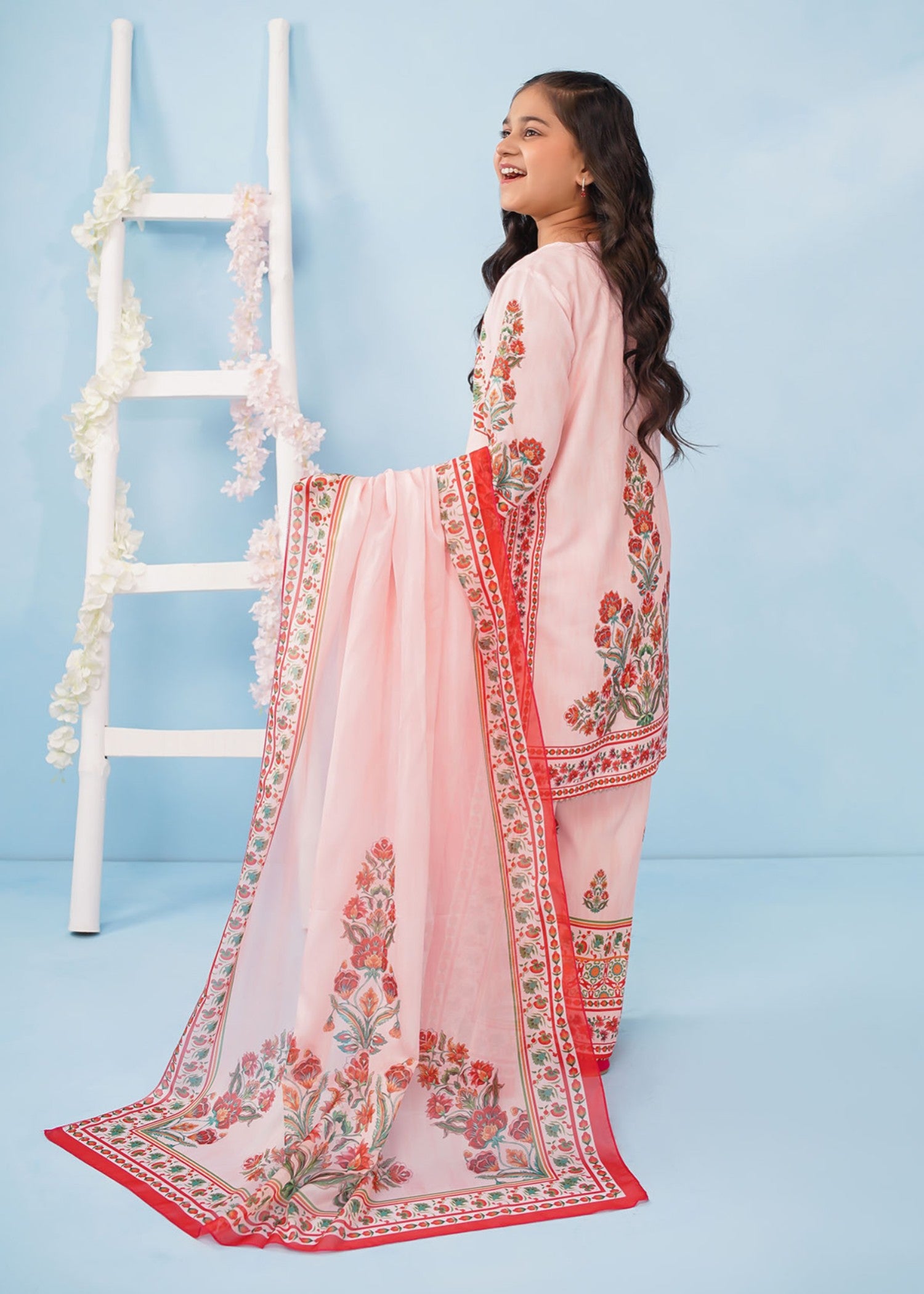 poly lawn Kurta Set in Pink