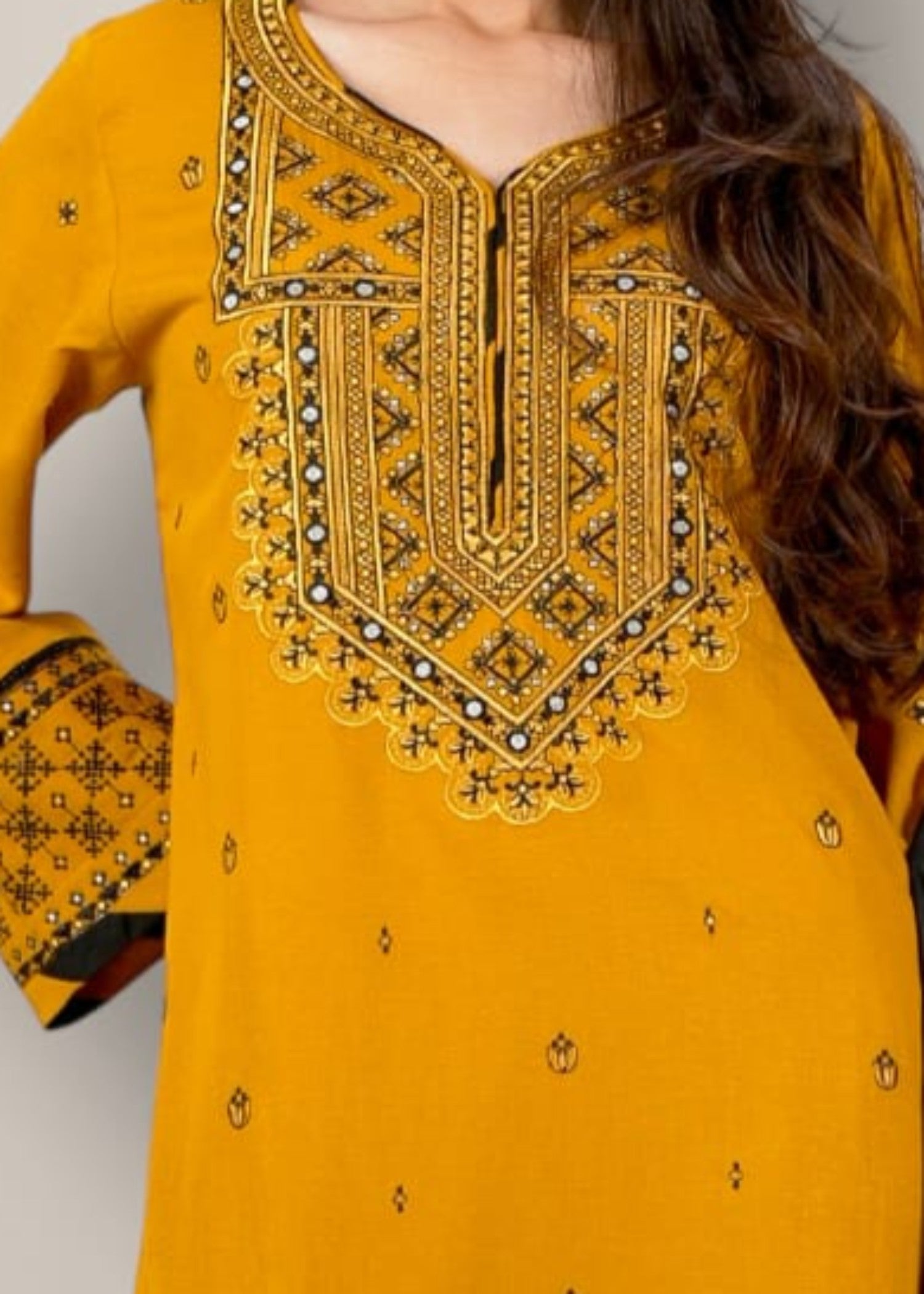 khaddar Kurta Set in Mellow yellow