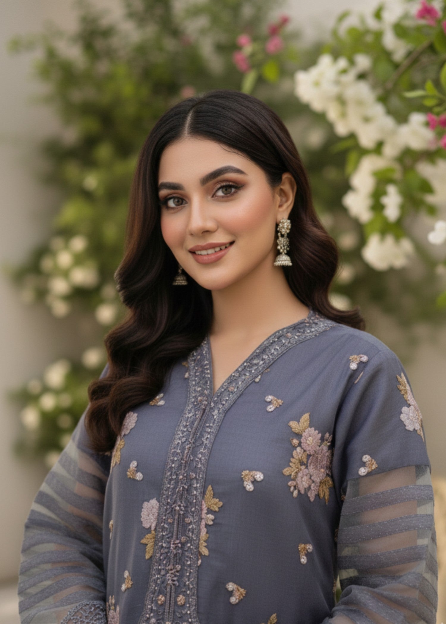 organza net Kurta Set in Purple ash