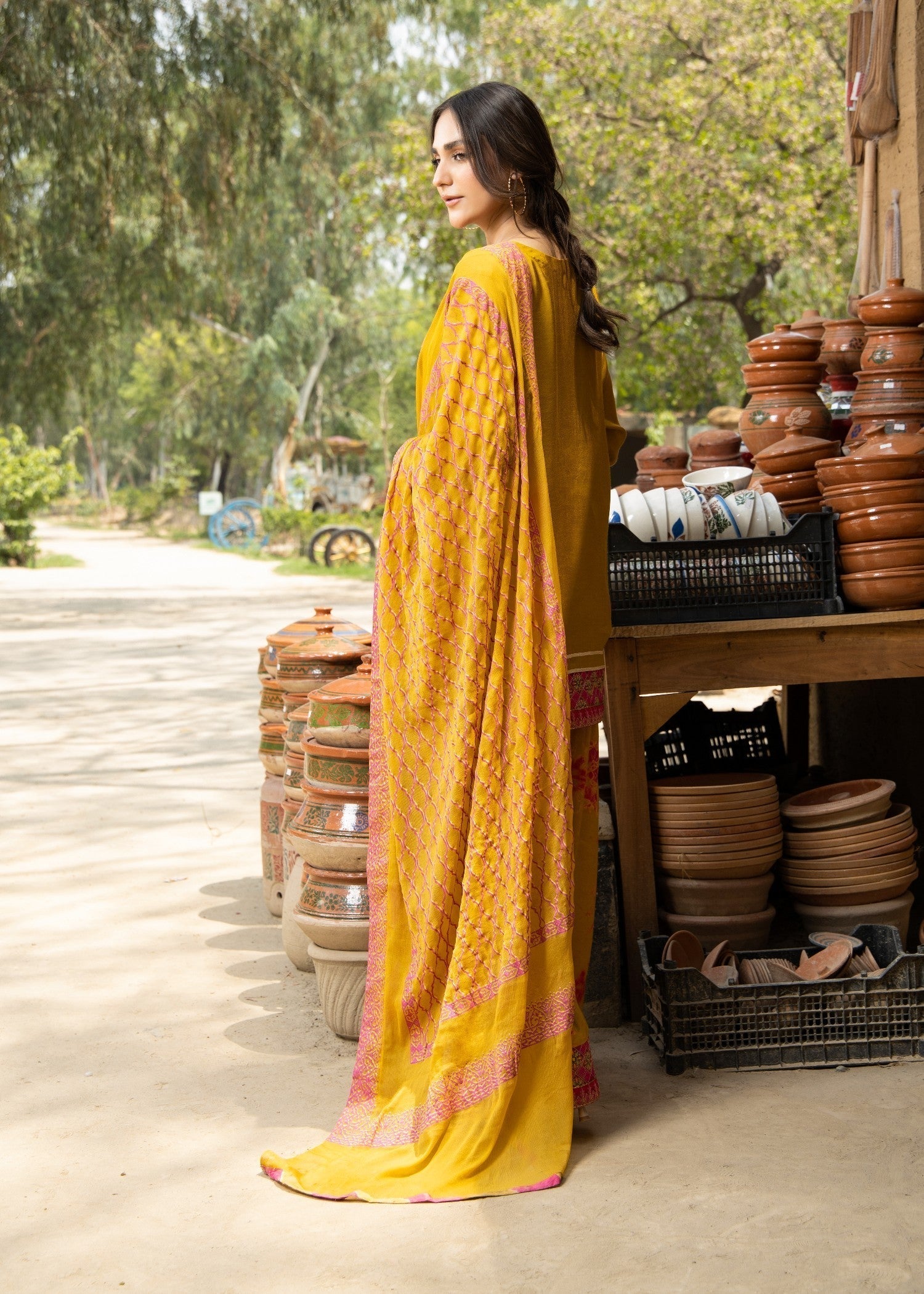 pk raw silk Kurta Set in Mustard