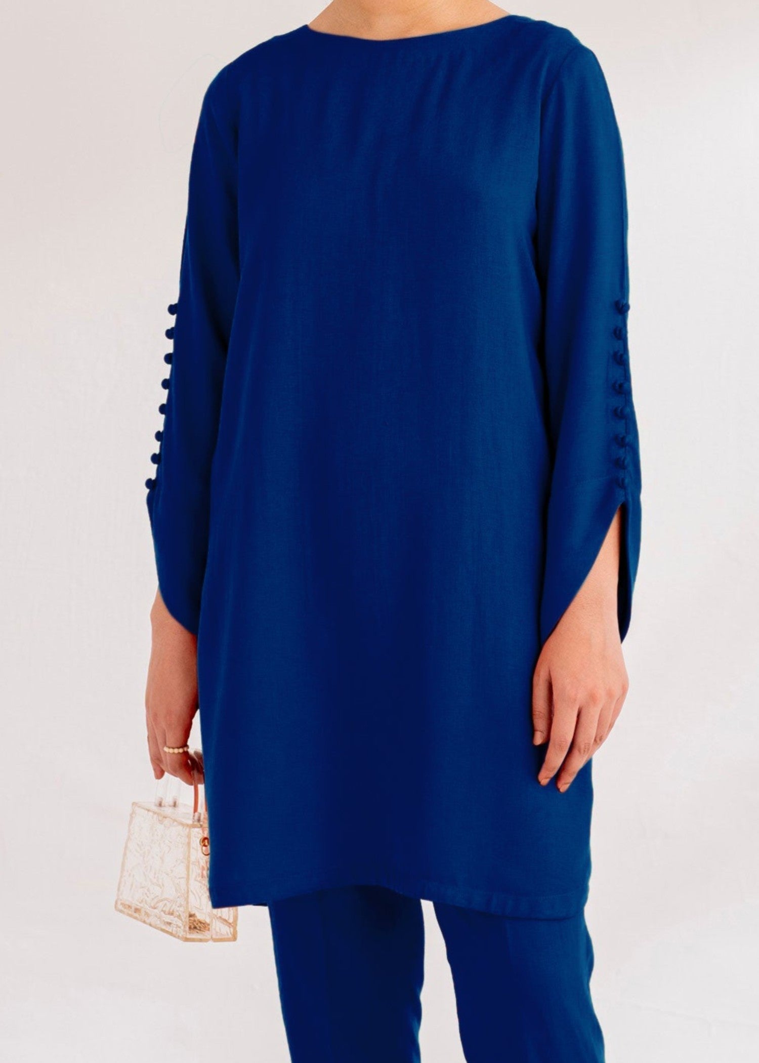 silk karandi Kurta Set in Royal blue