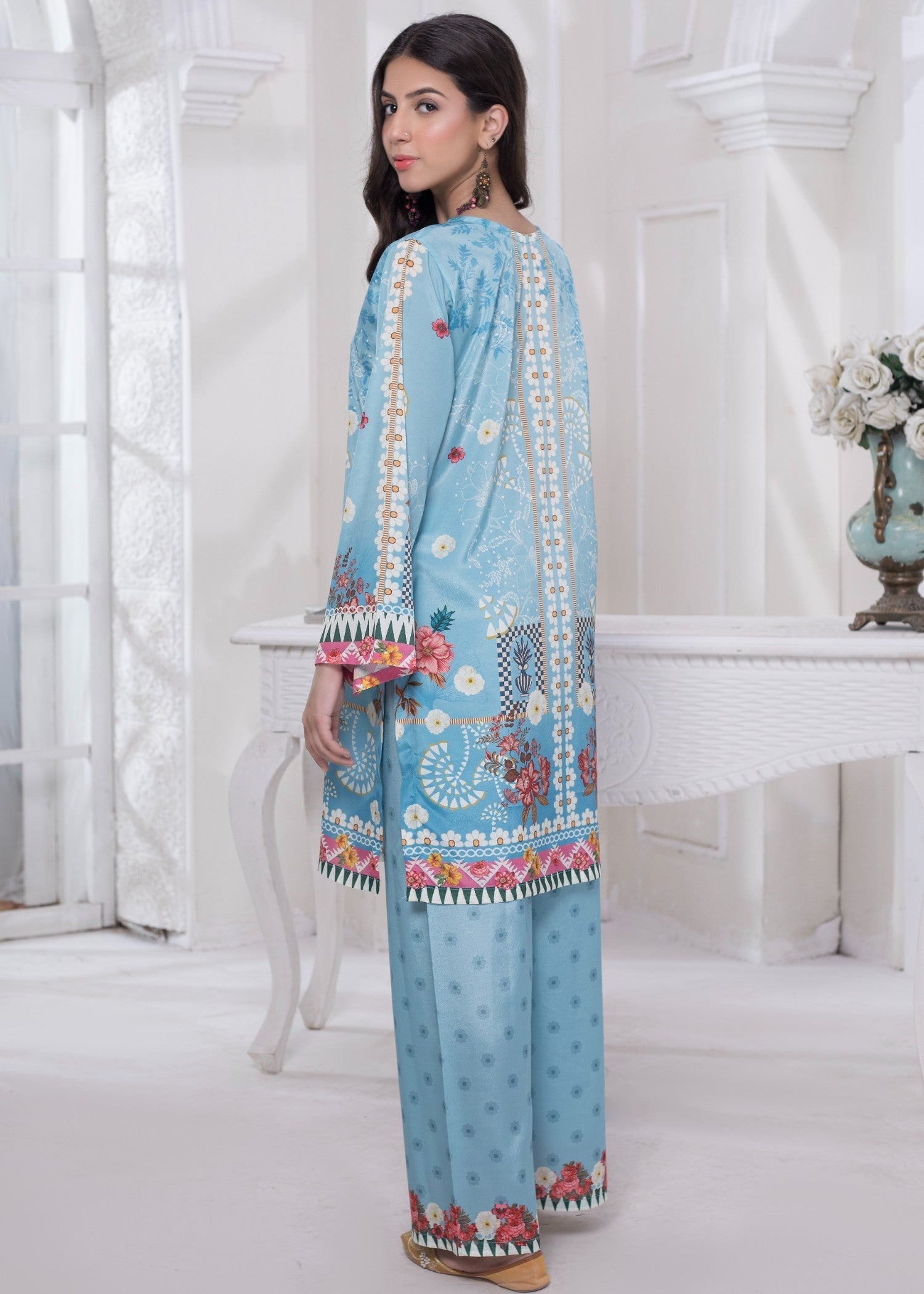 polyester crepe Co Ord Sets in Ice blue