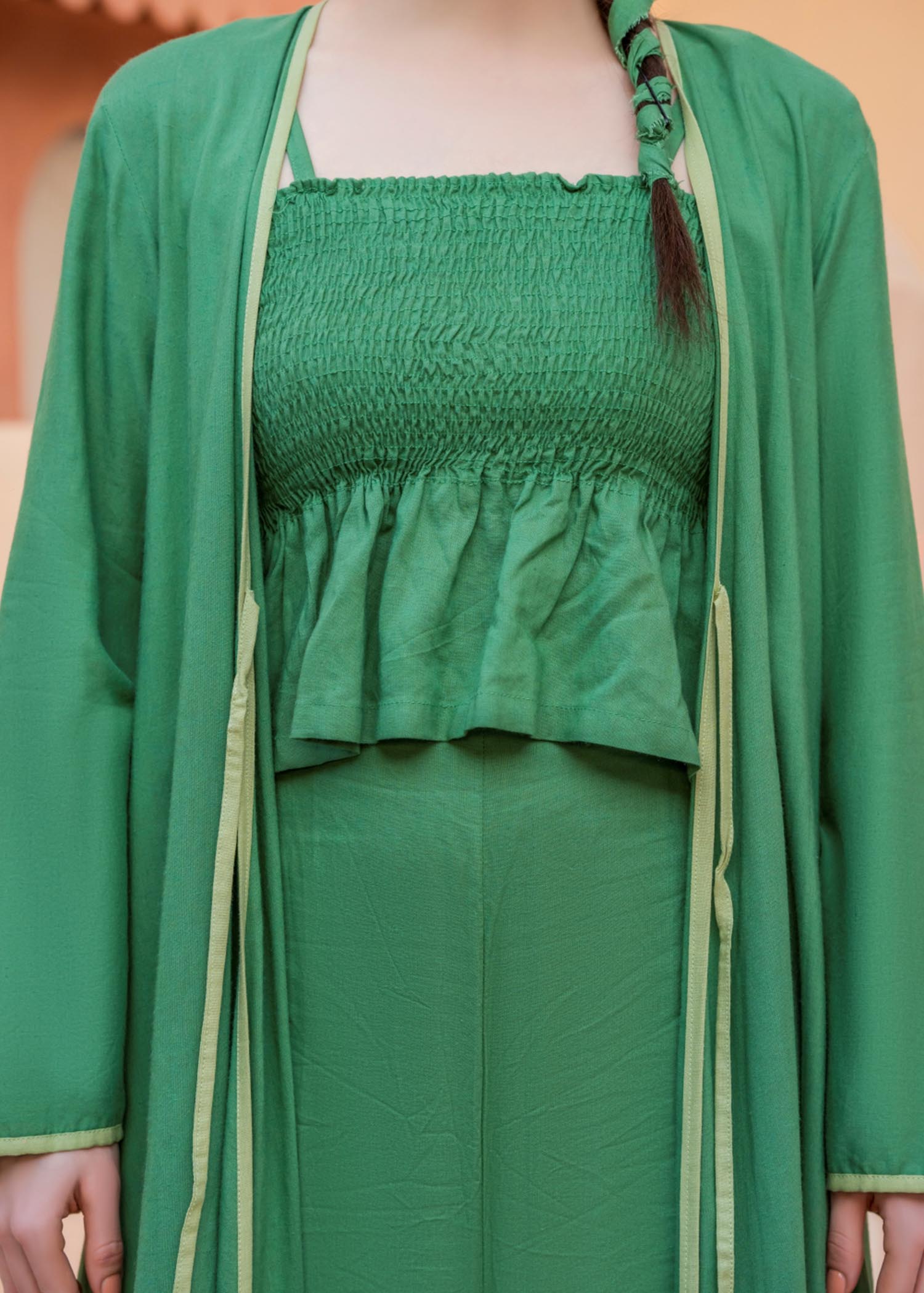 lawn cotton Gown in Green