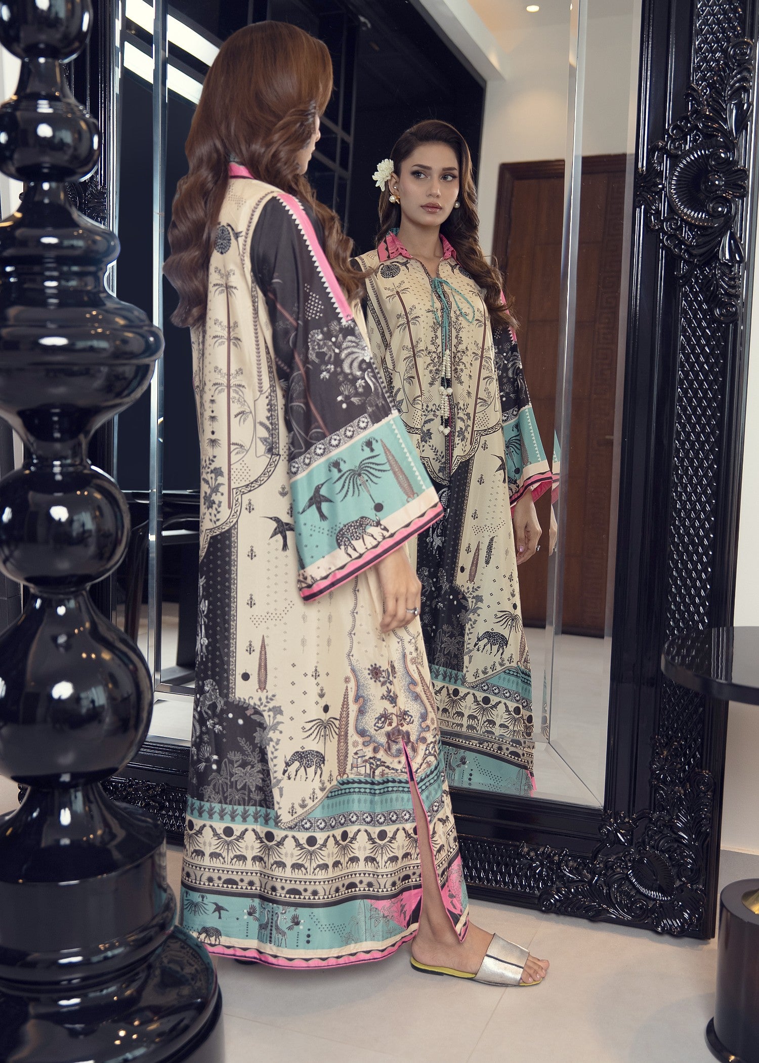 georgette Kaftan in Multi