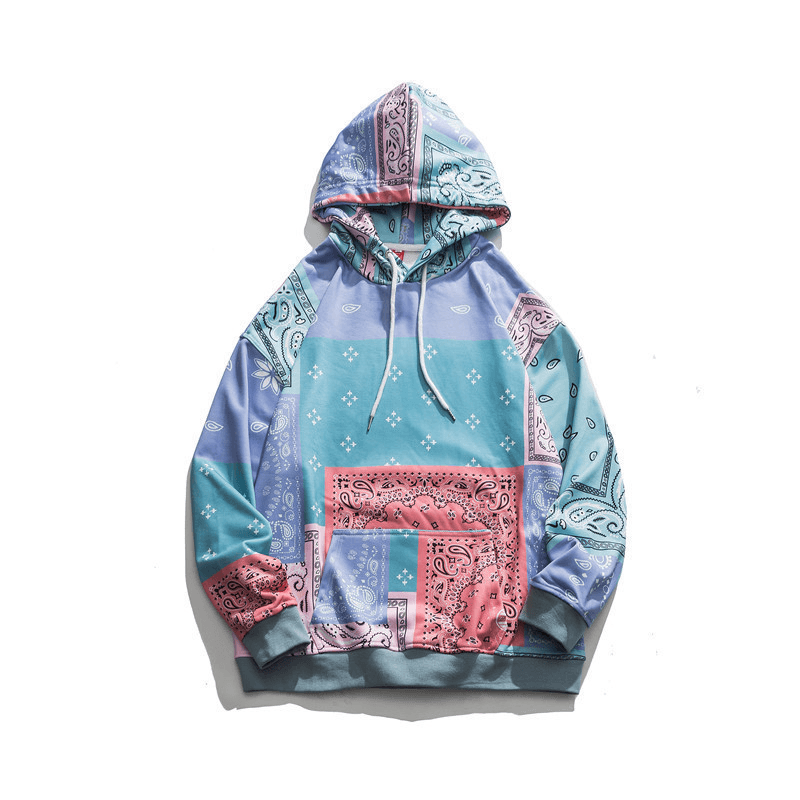 Men'S Oversized Hooded Cashew Flower Sweatshirt Jacket